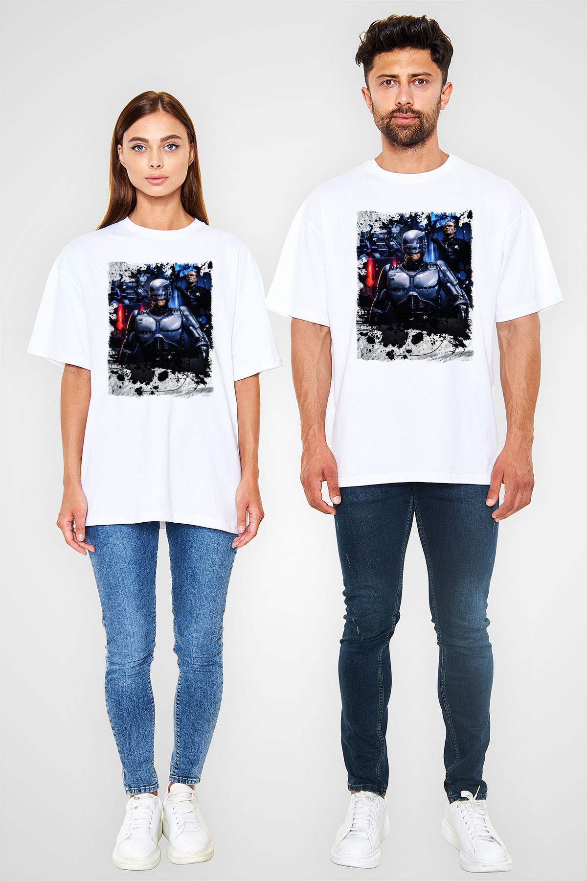 RoboCop Beyaz Oversize Tişört Oversize T-shirt
