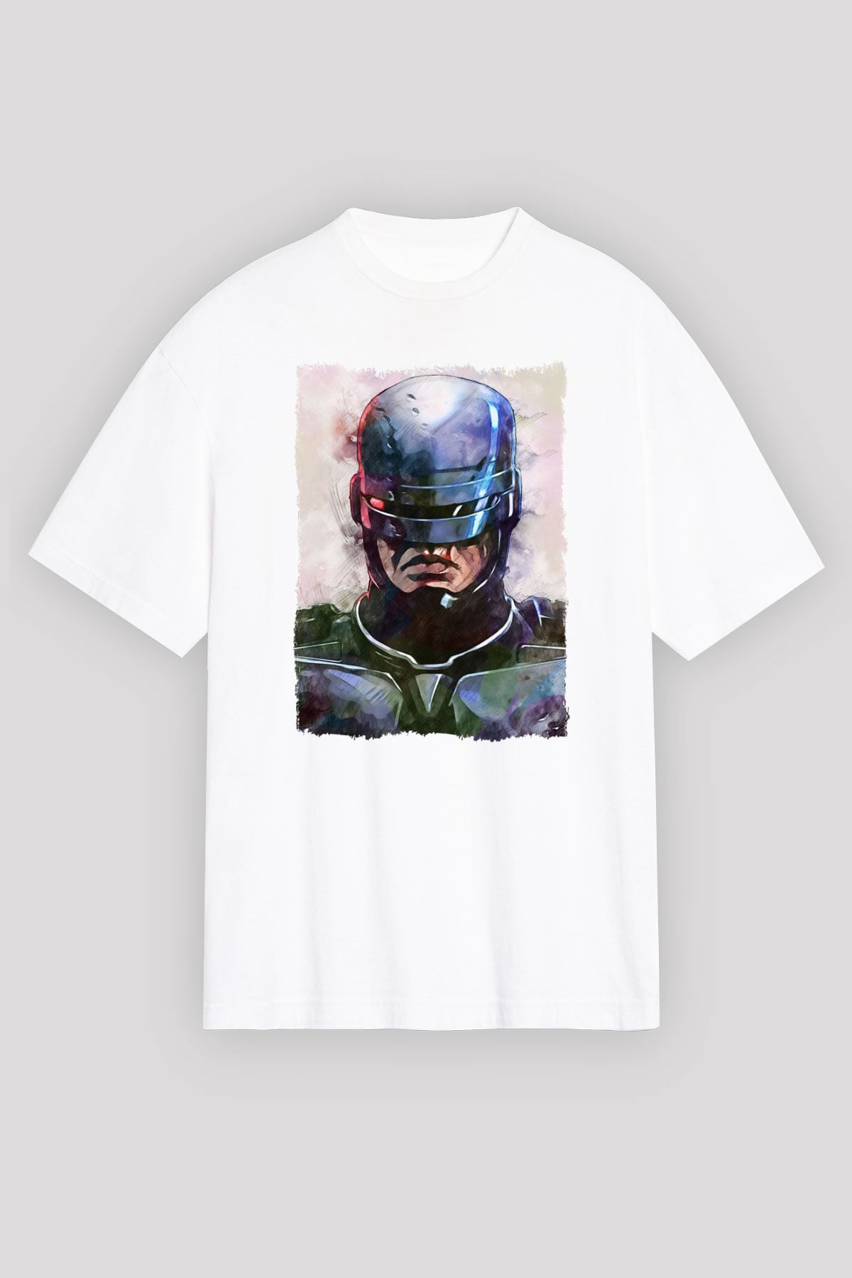 RoboCop Beyaz Oversize Tişört Oversize T-shirt