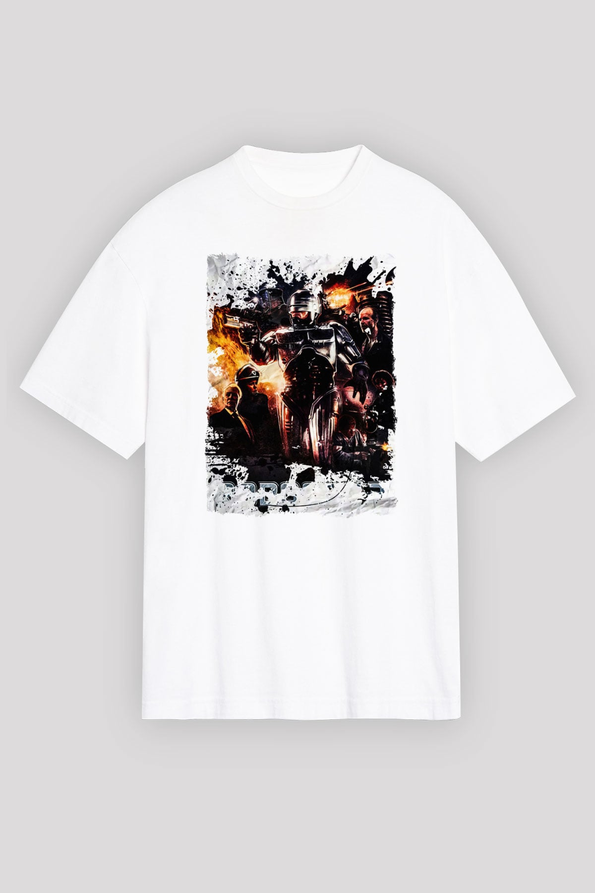RoboCop Beyaz Oversize Tişört Oversize T-shirt