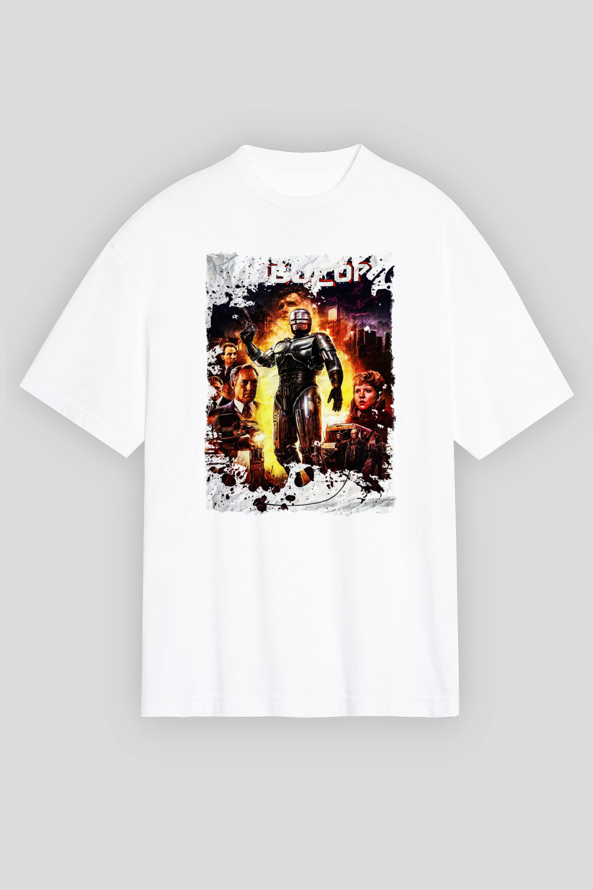RoboCop Beyaz Oversize Tişört Oversize T-shirt