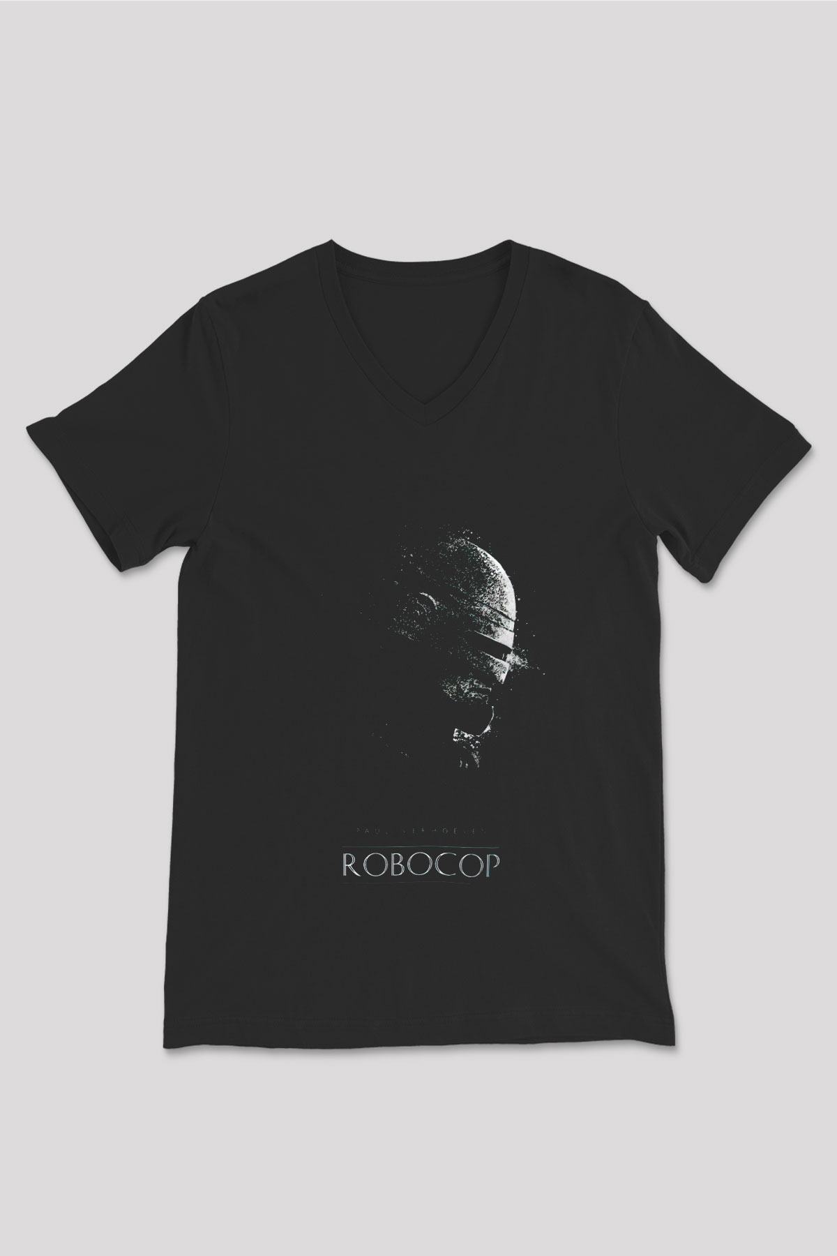 RoboCop Siyah Unisex V Yaka Tişört