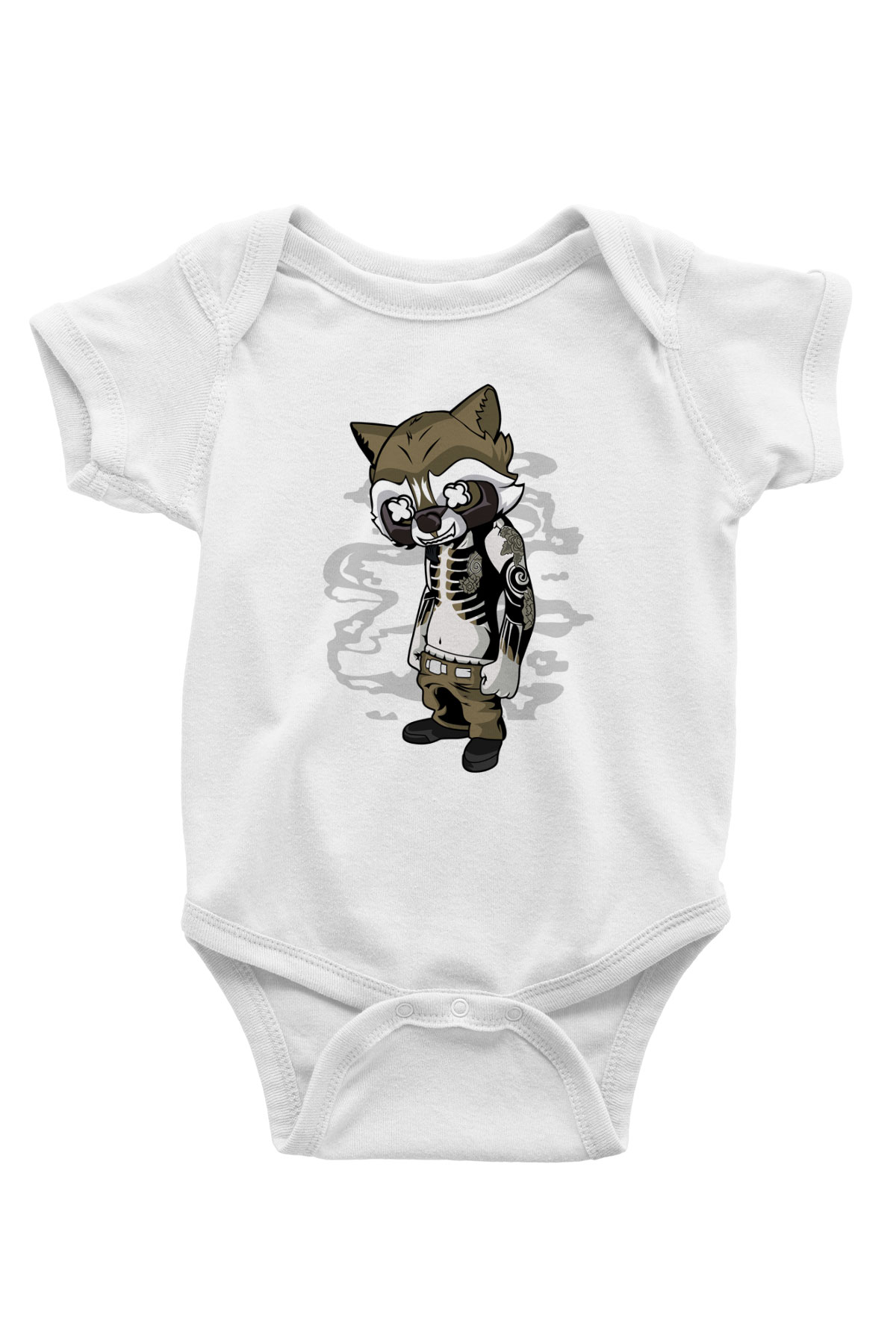 Rocket Gangster Baskılı Beyaz Unisex Bebek Body - Zıbın