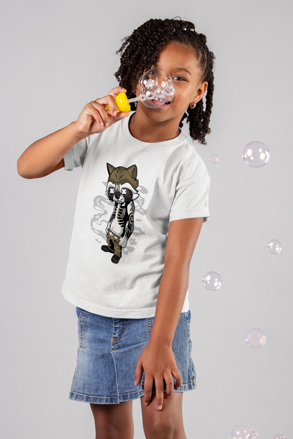 Rocket Gangster Baskılı Beyaz Unisex Çocuk Tişört