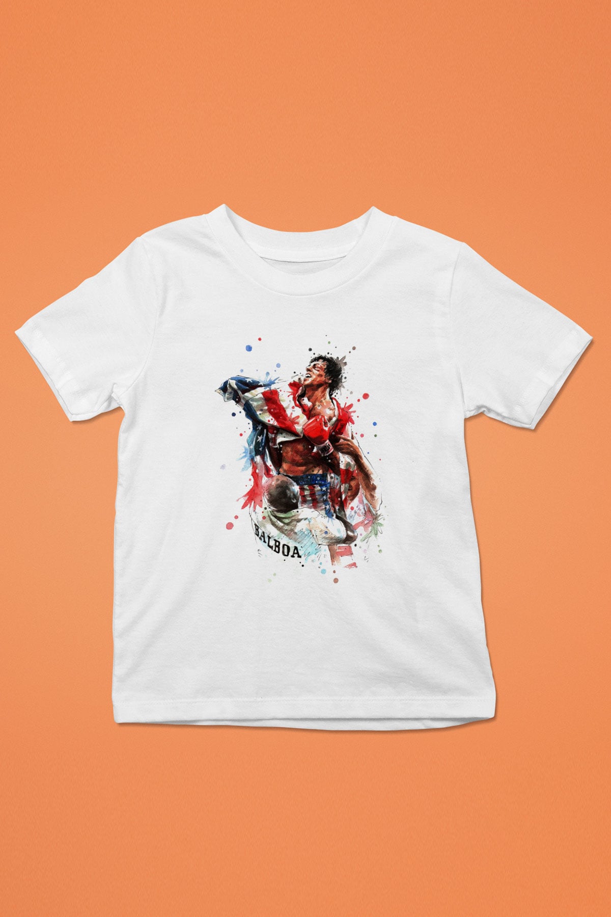 Rocky Baskılı Beyaz Unisex Çocuk Tişört