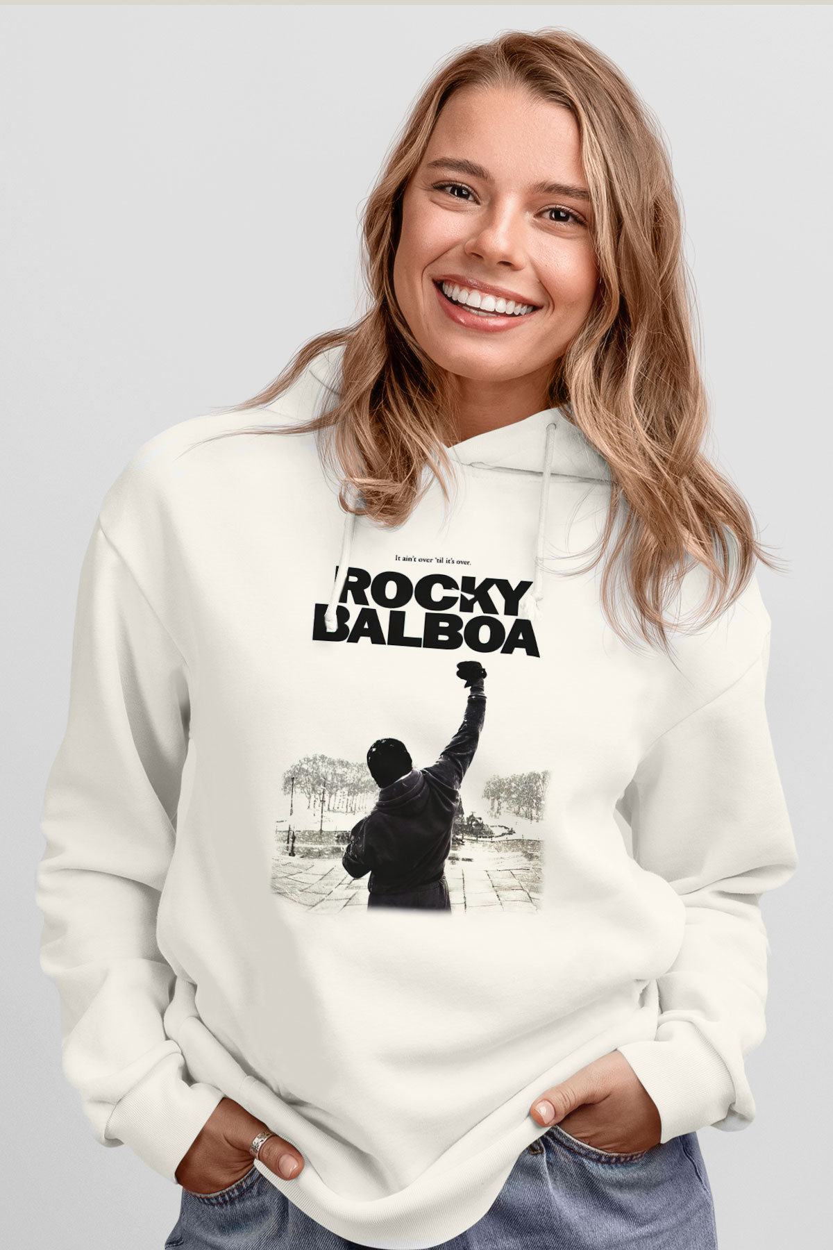 Rocky Beyaz Unisex Hoodie