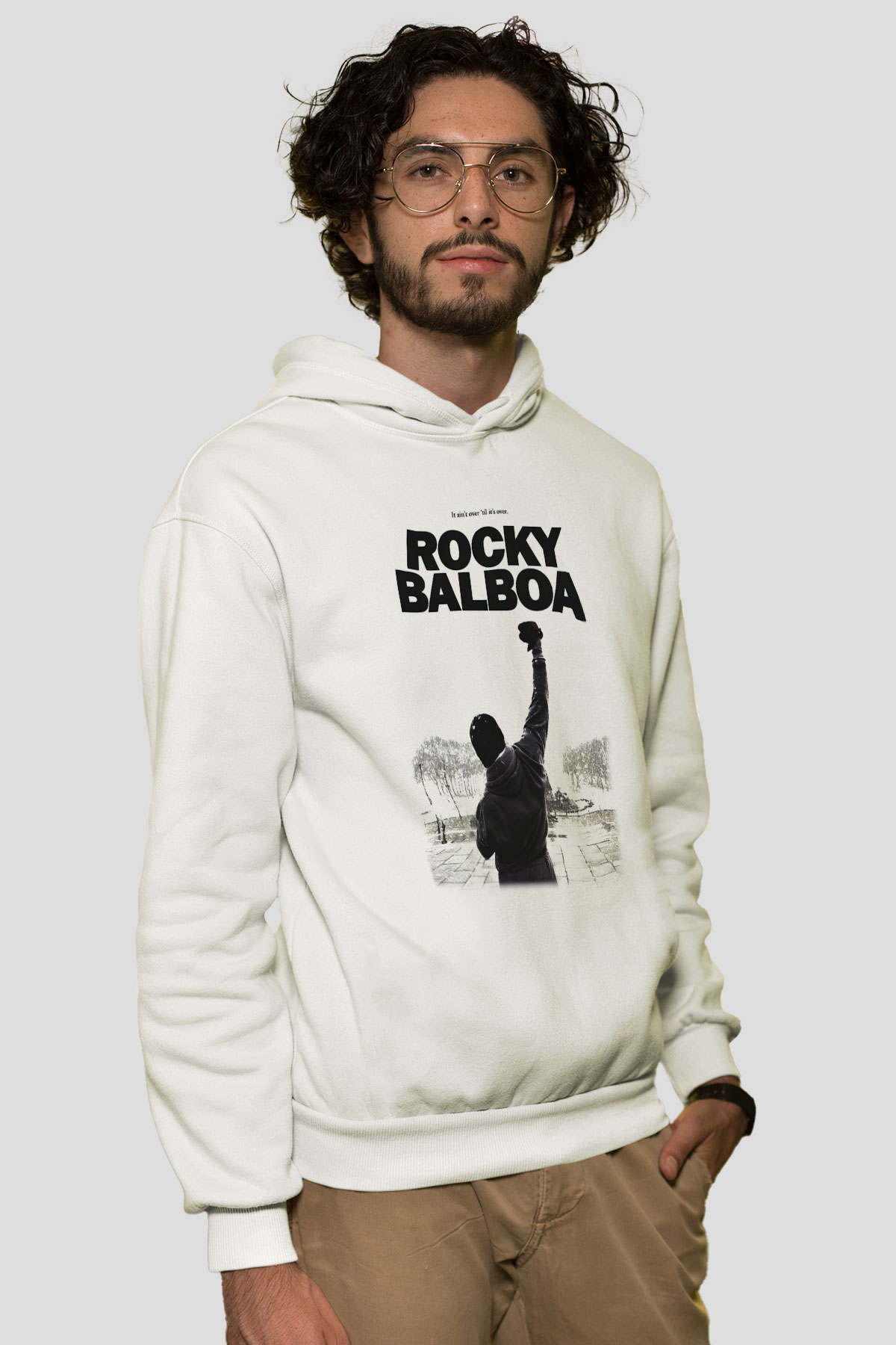 Rocky Beyaz Unisex Hoodie