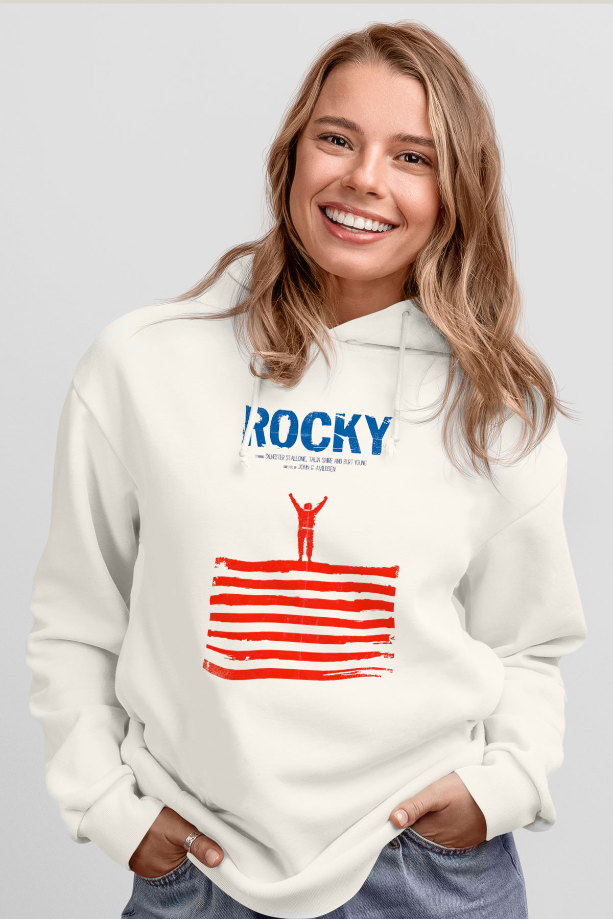 Rocky Beyaz Unisex Hoodie