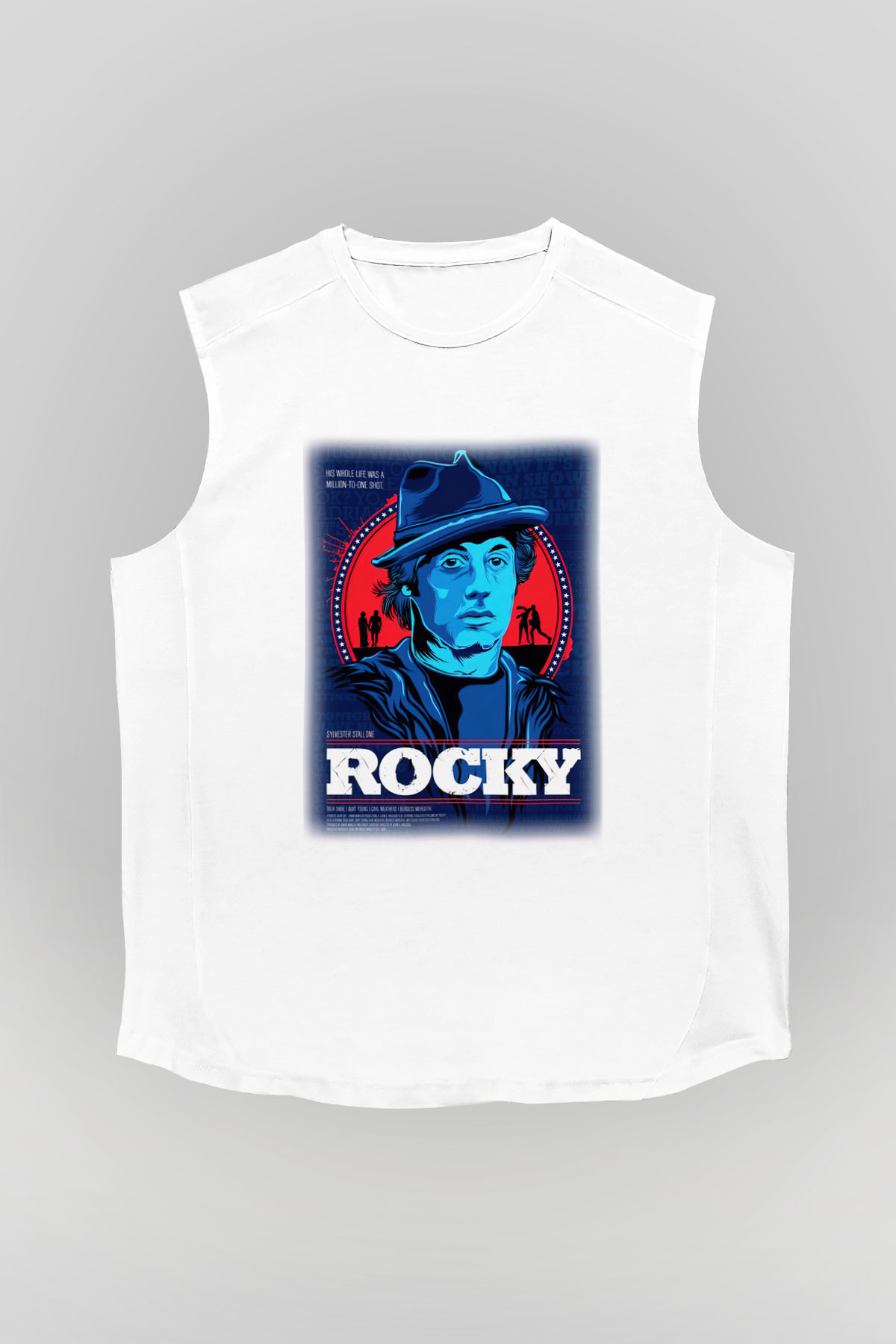 Rocky Beyaz Unisex Kolsuz Tişört