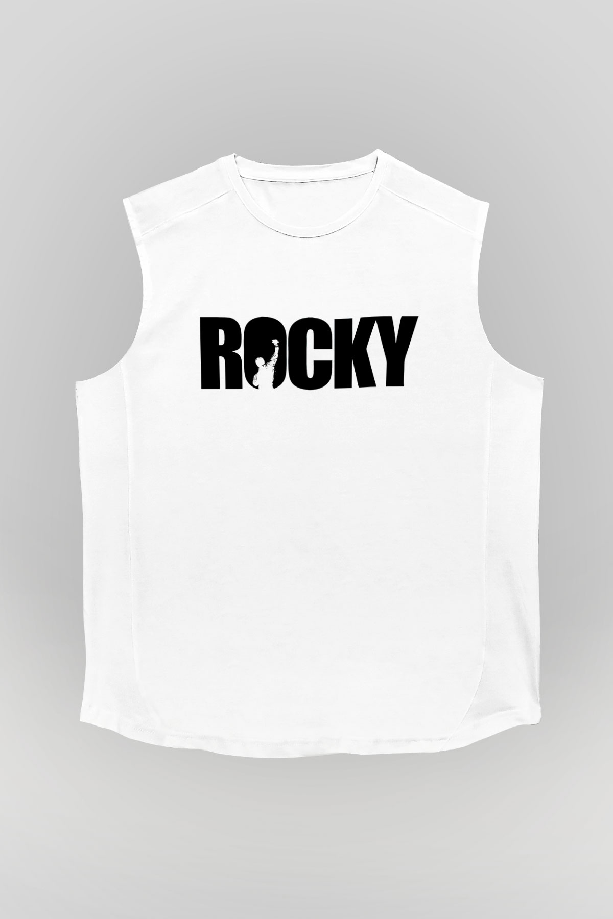 Rocky Beyaz Unisex Kolsuz Tişört