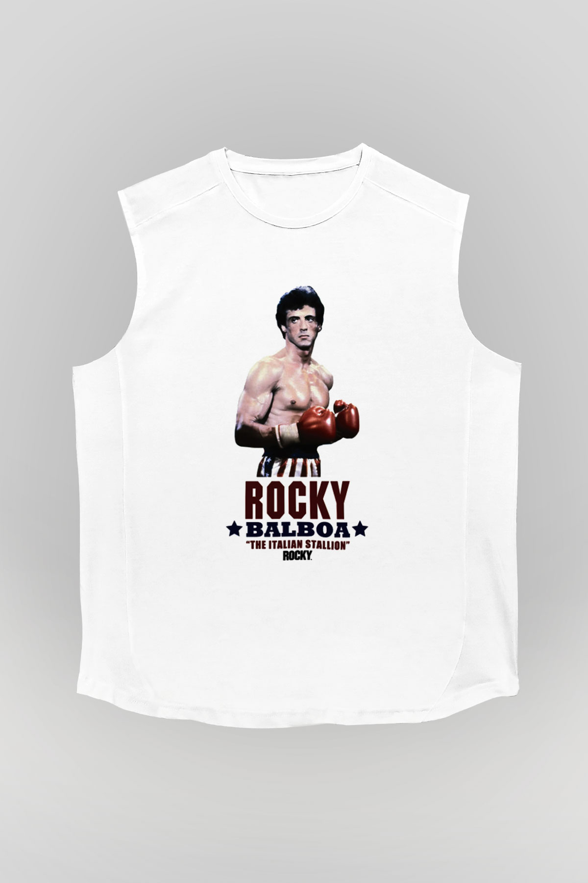 Rocky Beyaz Unisex Kolsuz Tişört