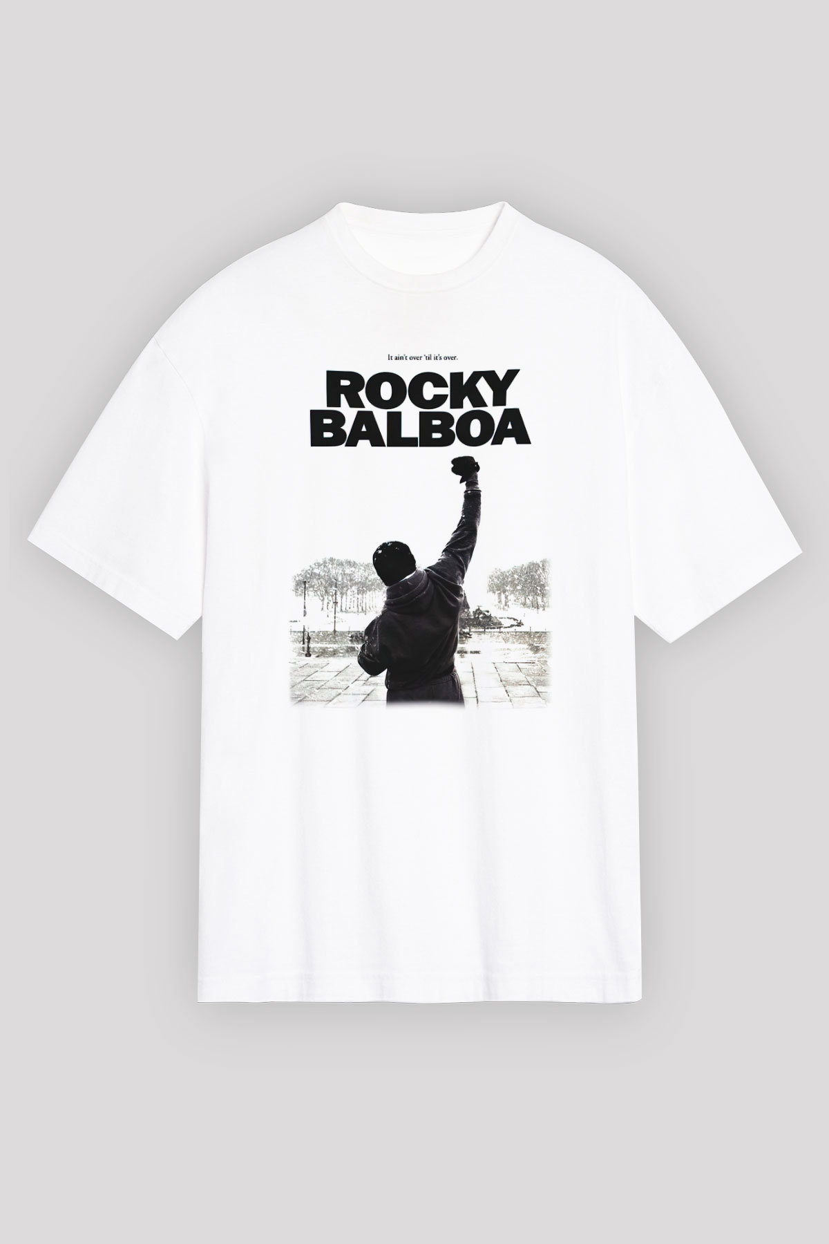 Rocky Beyaz Unisex Oversize Tişört T-Shirt