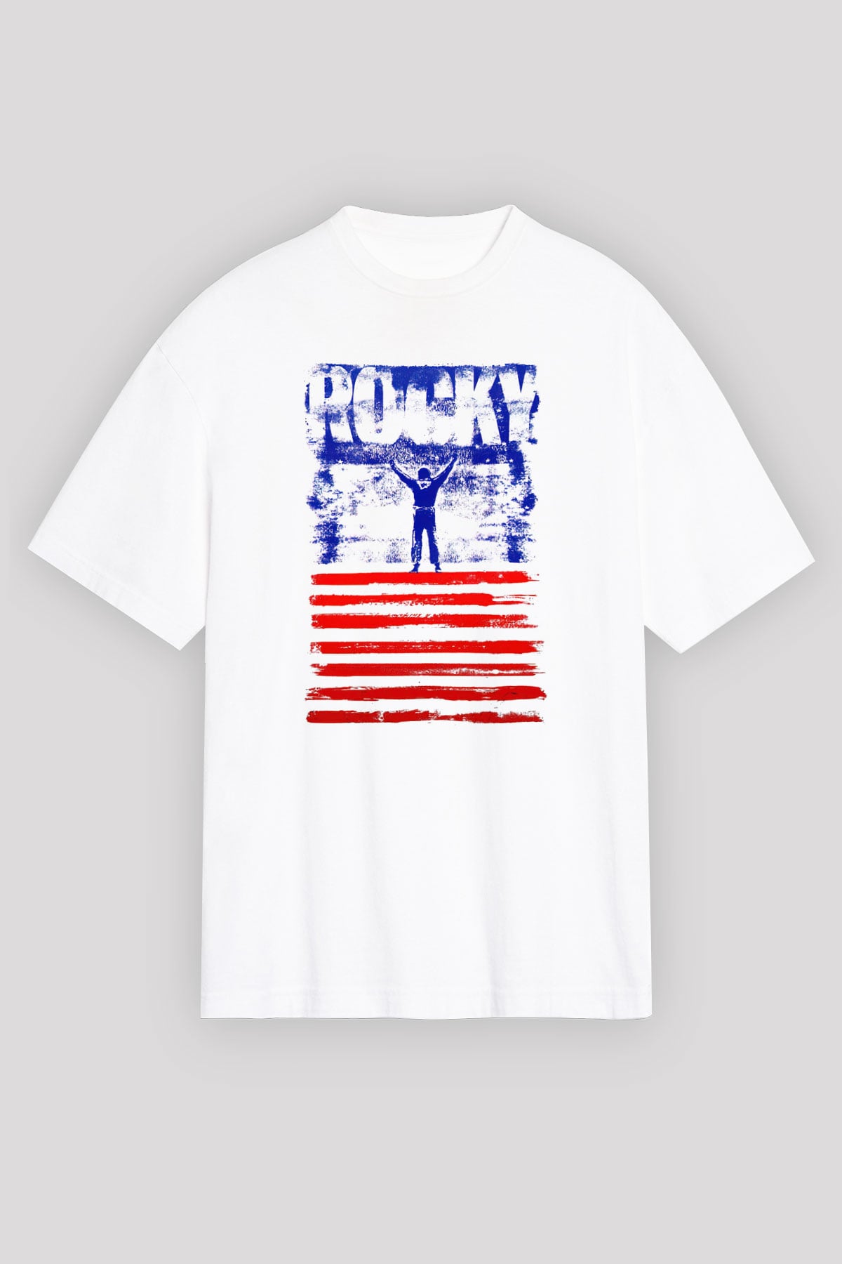Rocky Beyaz Unisex Oversize Tişört T-Shirt