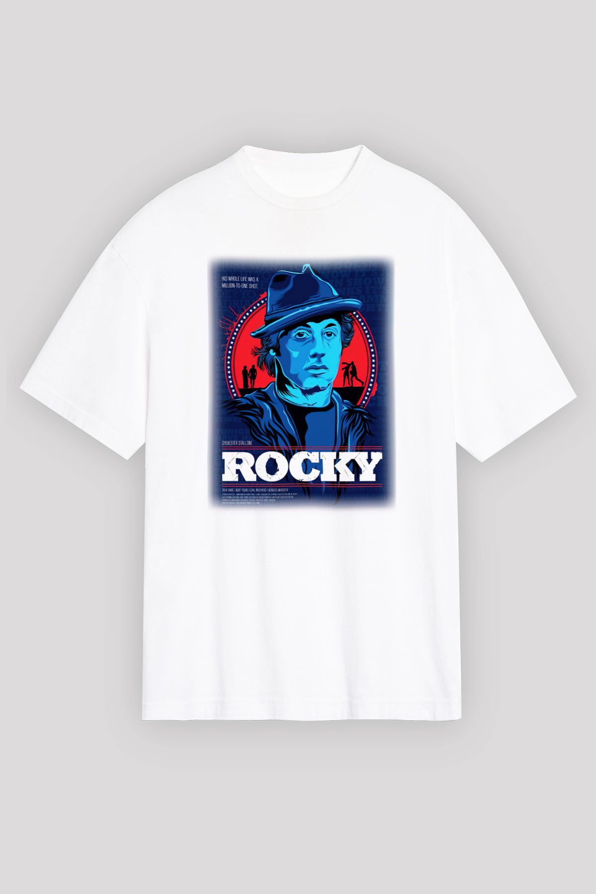 Rocky Beyaz Unisex Oversize Tişört T-Shirt