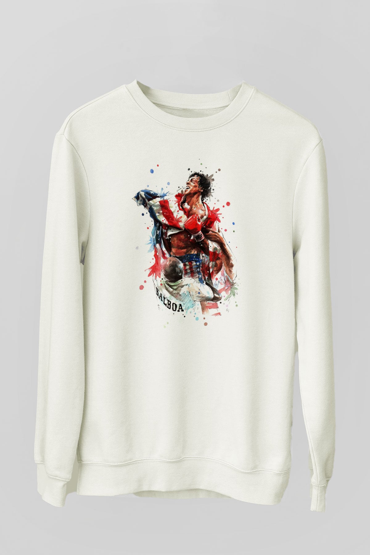Rocky Beyaz Unisex Sweatshirt