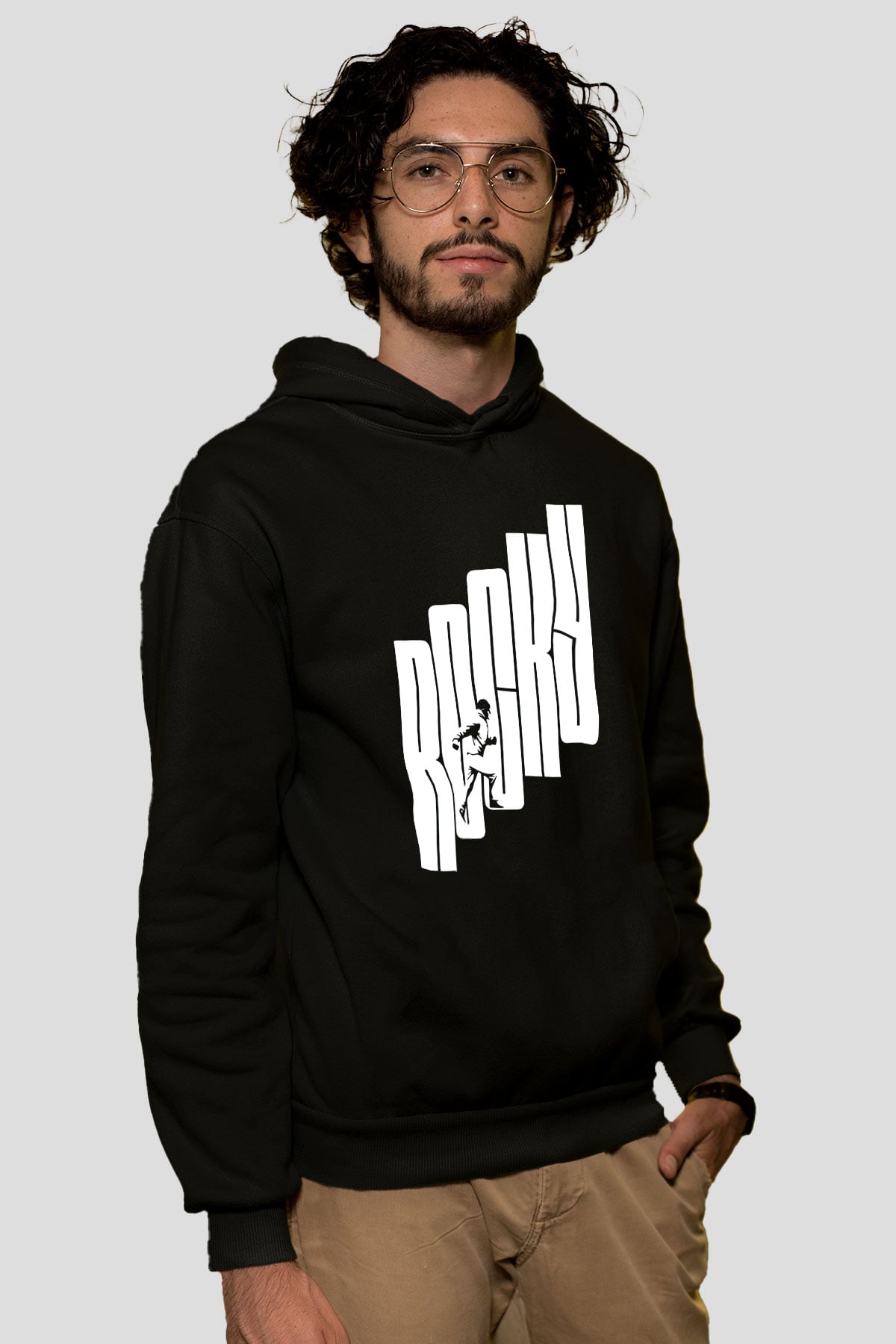 Rocky Siyah Unisex Kapşonlu Sweatshirt