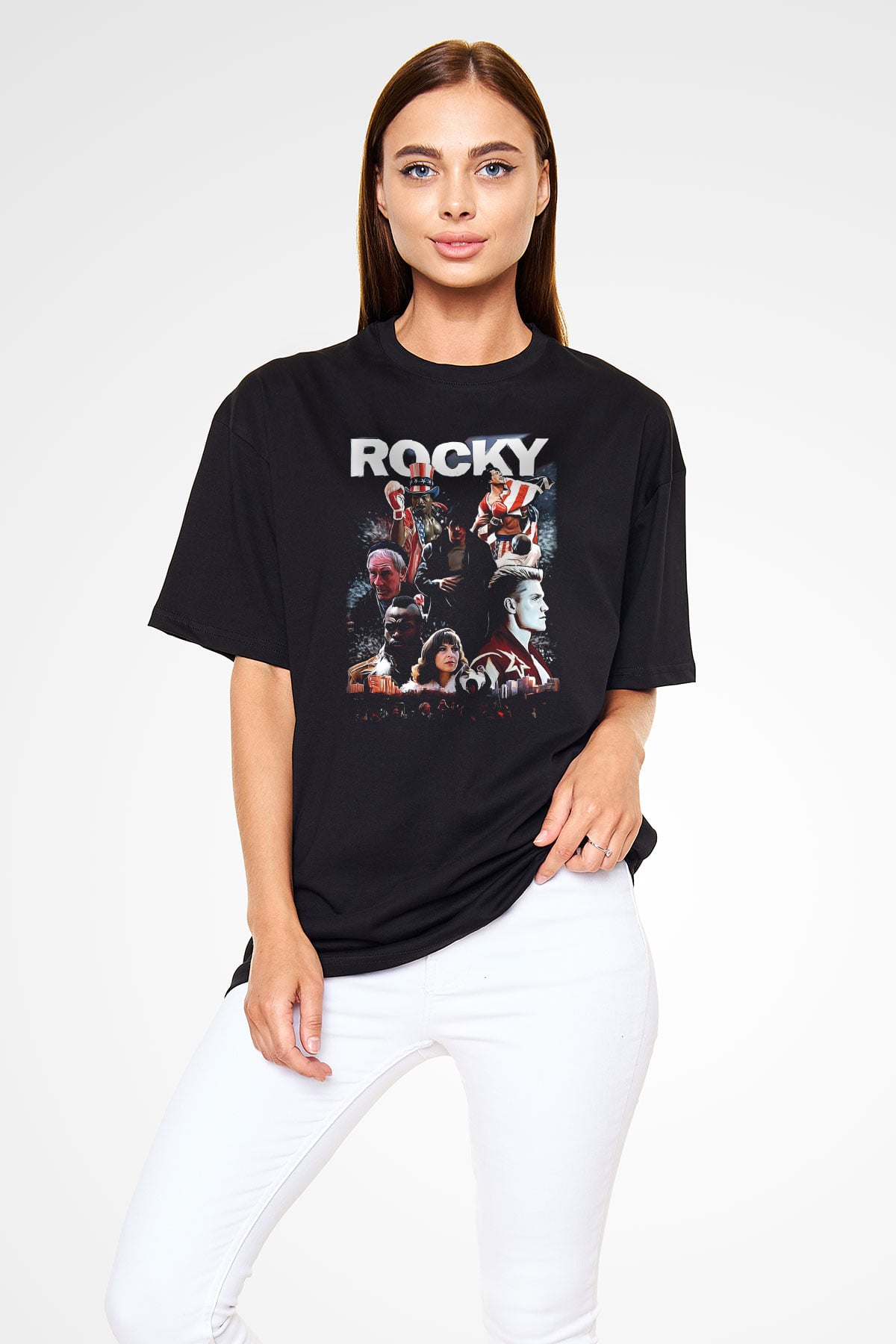 Rocky Siyah Unisex Oversize Tişört T-Shirt