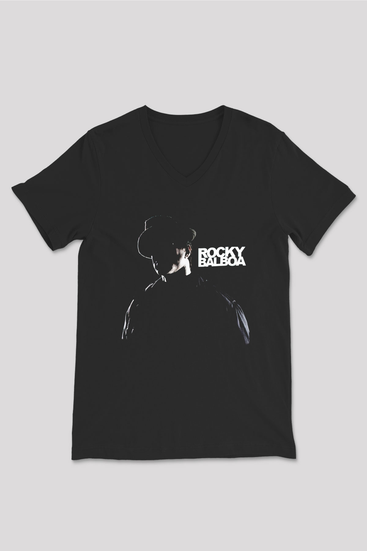 Rocky Siyah Unisex V Yaka Tişört T-Shirt