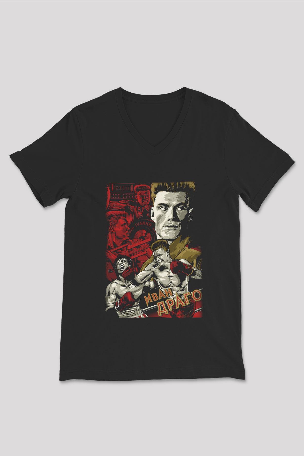 Rocky Siyah Unisex V Yaka Tişört T-Shirt