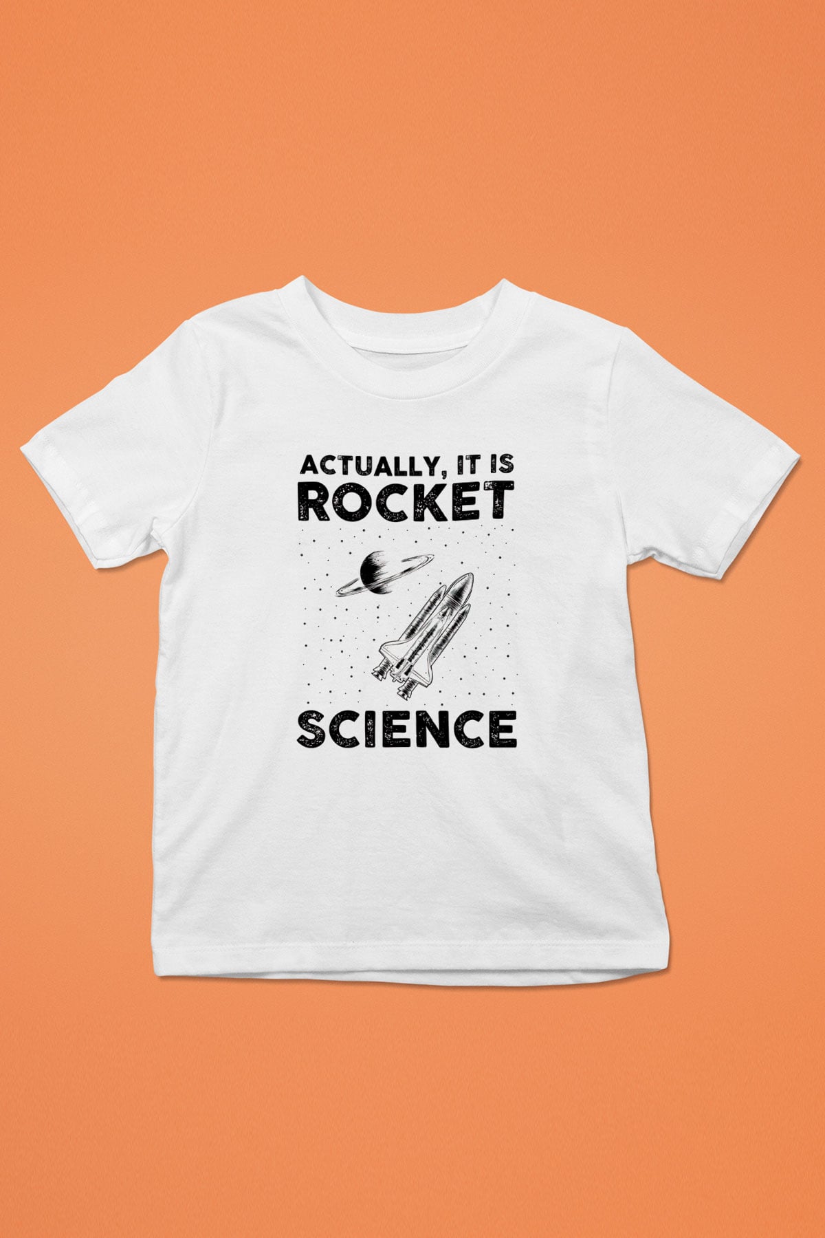 Roket Bilim Baskılı Unisex Beyaz Çocuk Tişörtü - Tshirt