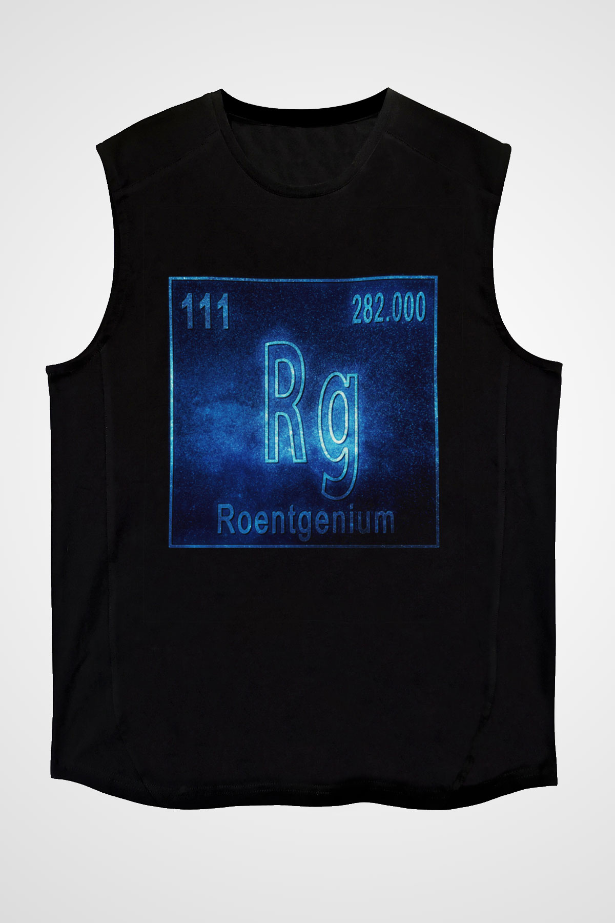 Röntgenyum Atom Numarası Baskılı Unisex Siyah Kolsuz Tişört