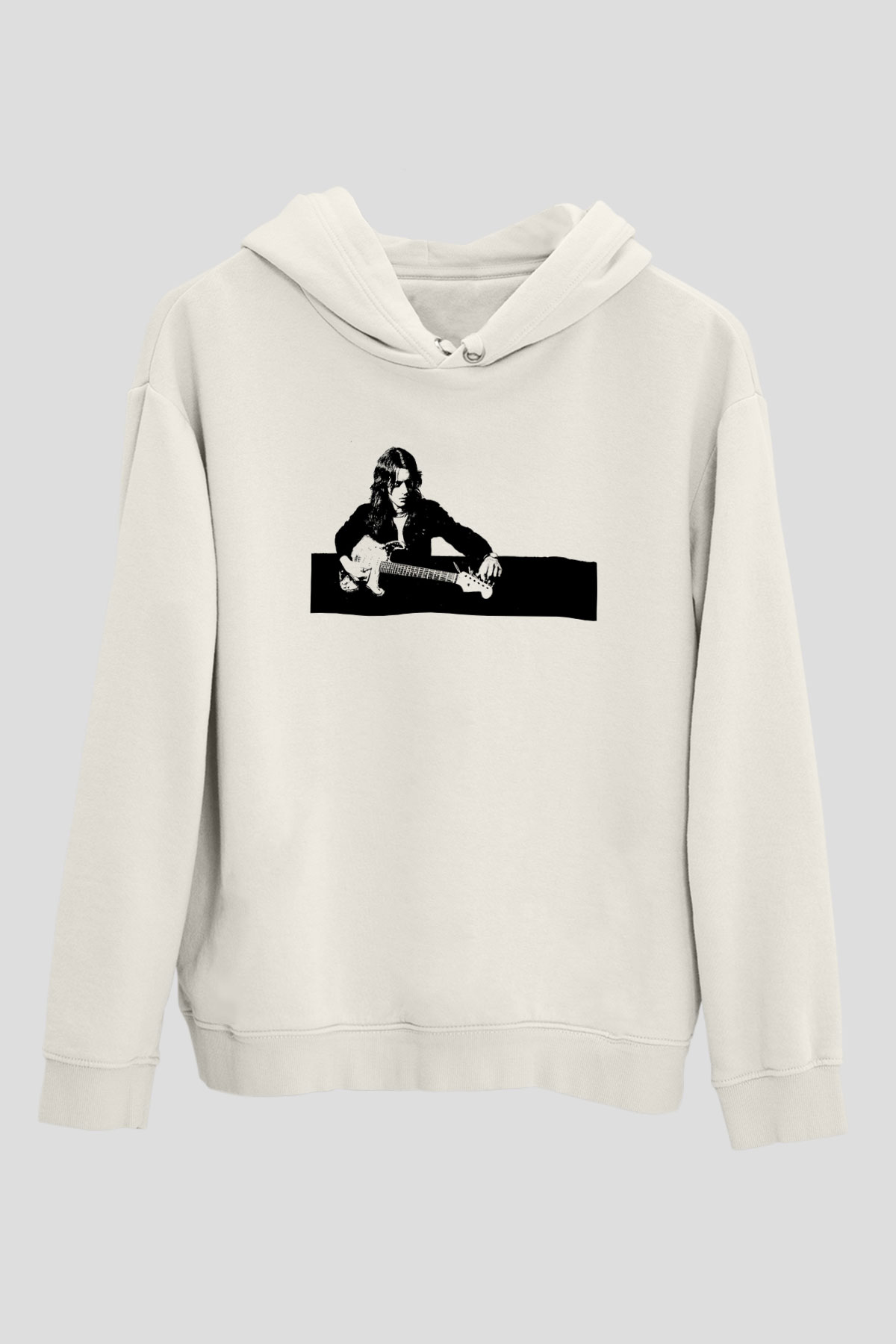 Rory Gallagher Baskılı Beyaz Unisex Kapüşonlu Sweatshirt