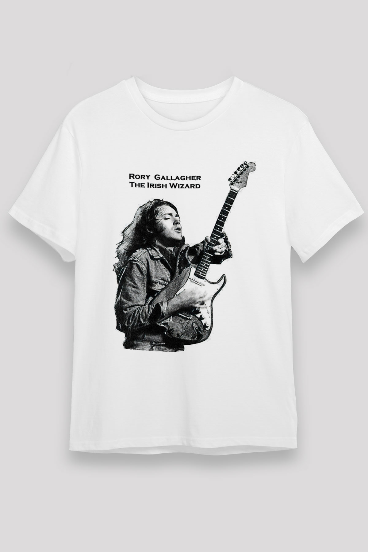 Rory Gallagher Baskılı Unisex Beyaz Tişört - Tshirt