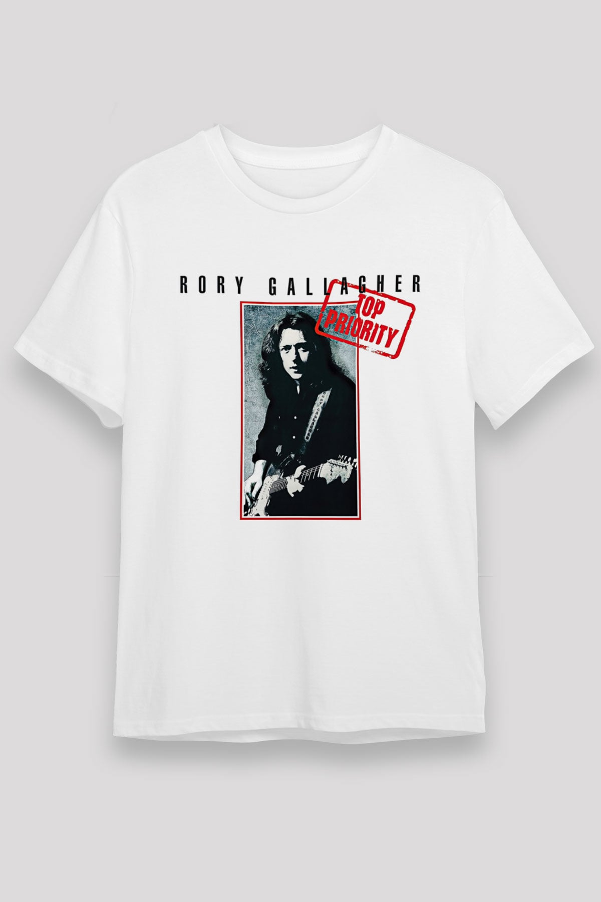 Rory Gallagher Baskılı Unisex Beyaz Tişört - Tshirt