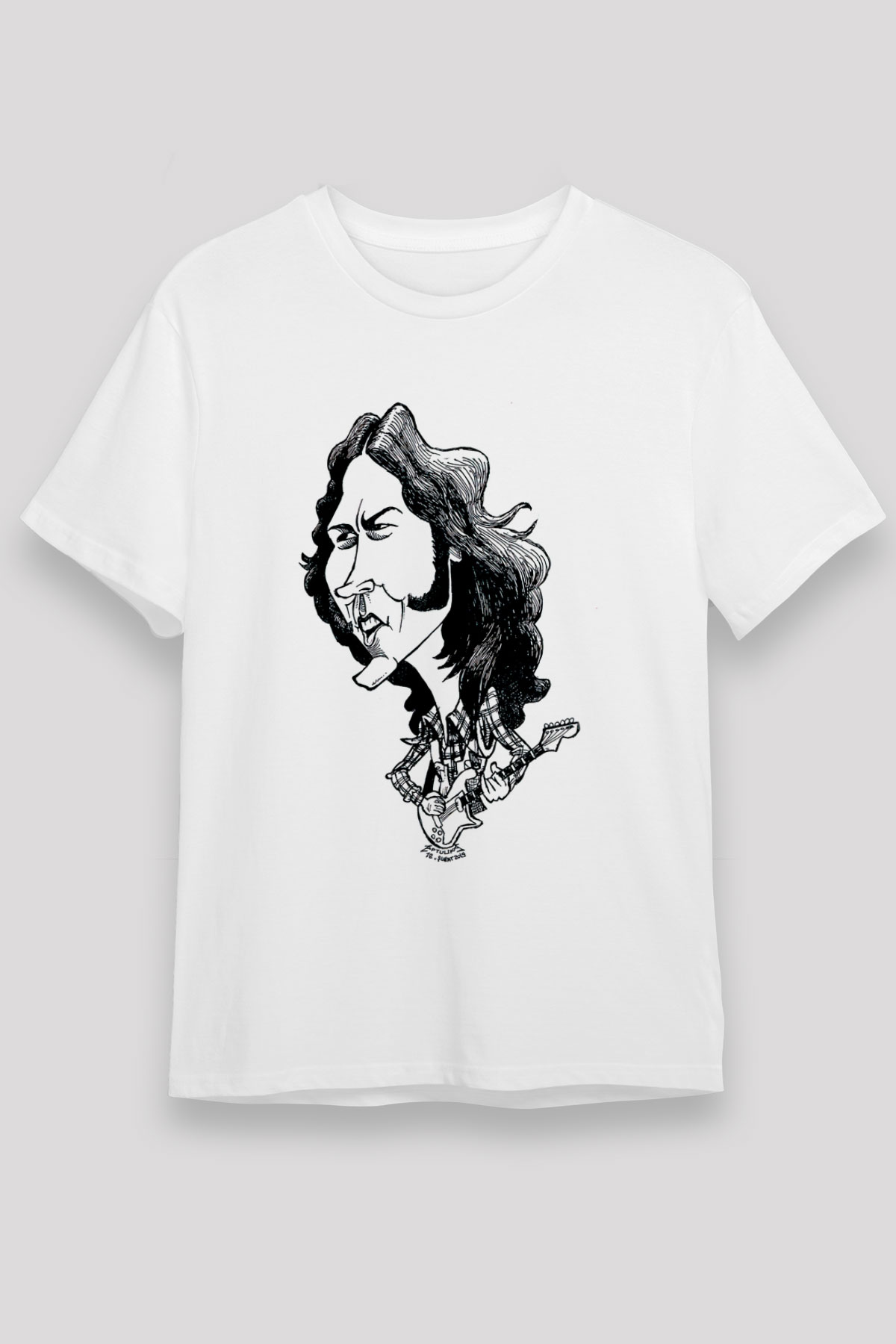 Rory Gallagher Baskılı Unisex Beyaz Tişört - Tshirt