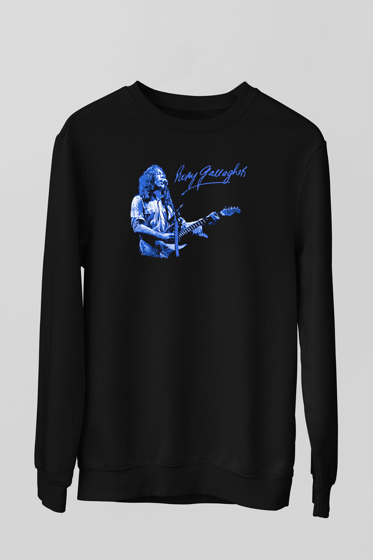 Rory Gallagher Baskılı Unisex Siyah Sweatshirt