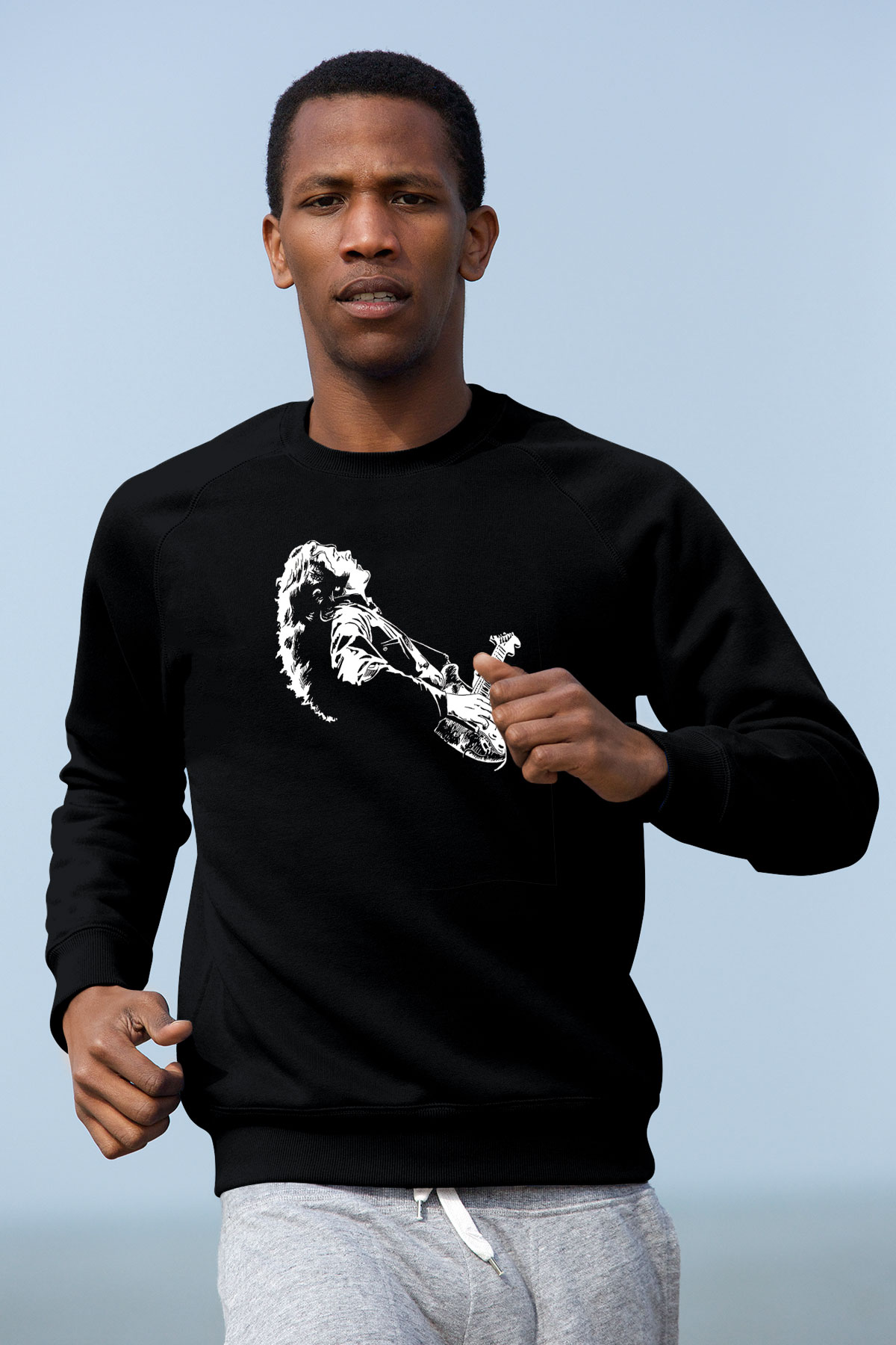 Rory Gallagher Baskılı Unisex Siyah Sweatshirt