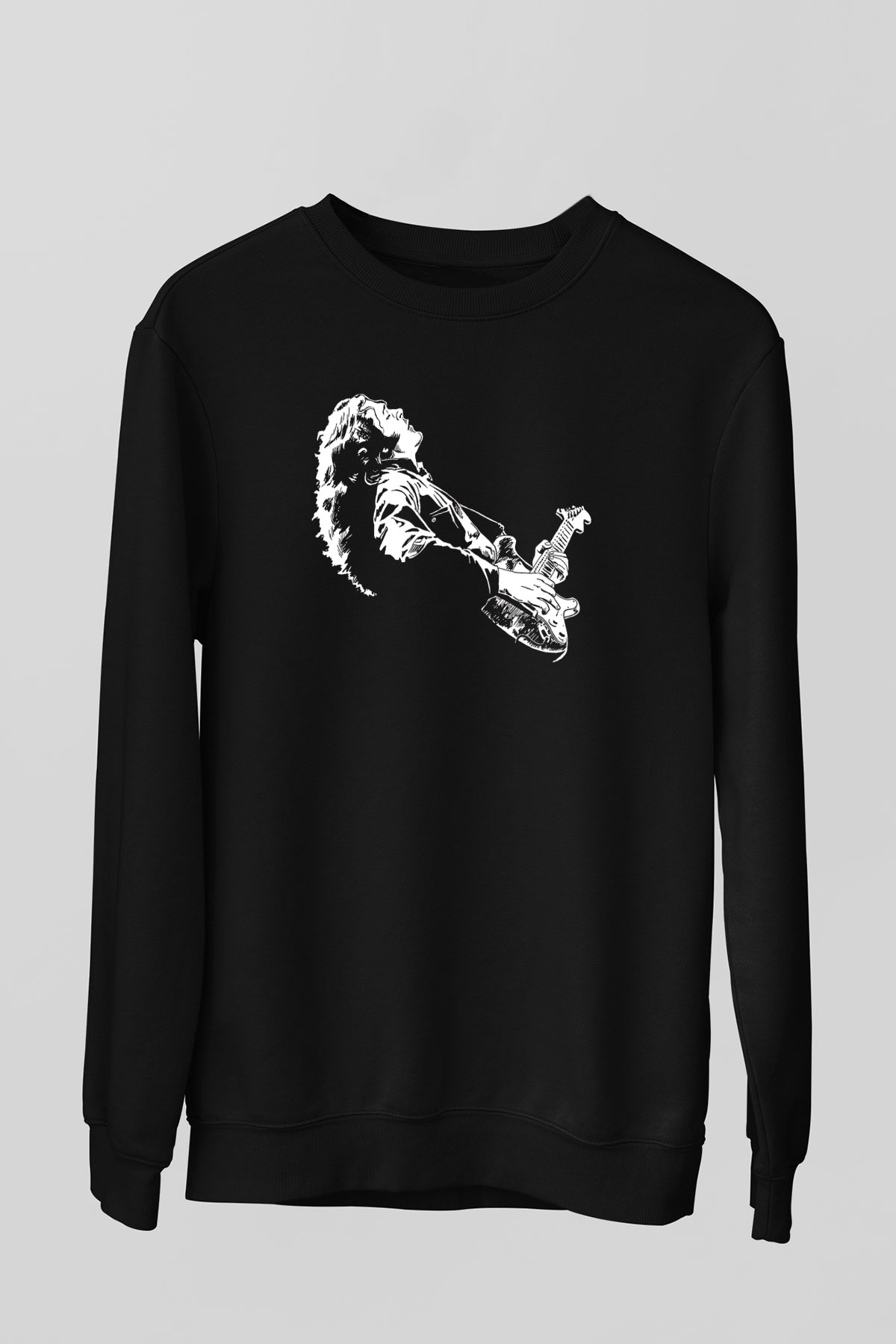 Rory Gallagher Baskılı Unisex Siyah Sweatshirt