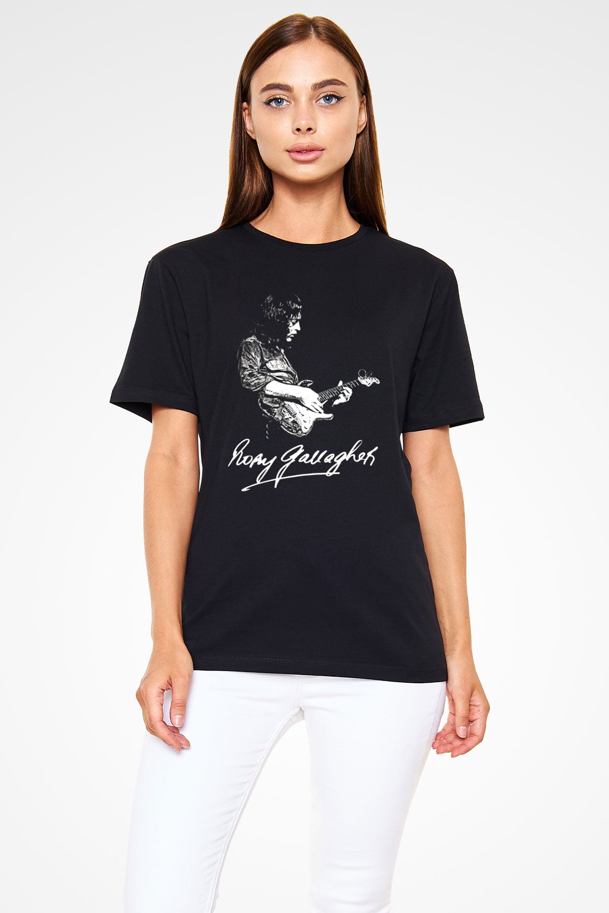 Rory Gallagher Baskılı Unisex Siyah Tişört - Tshirt
