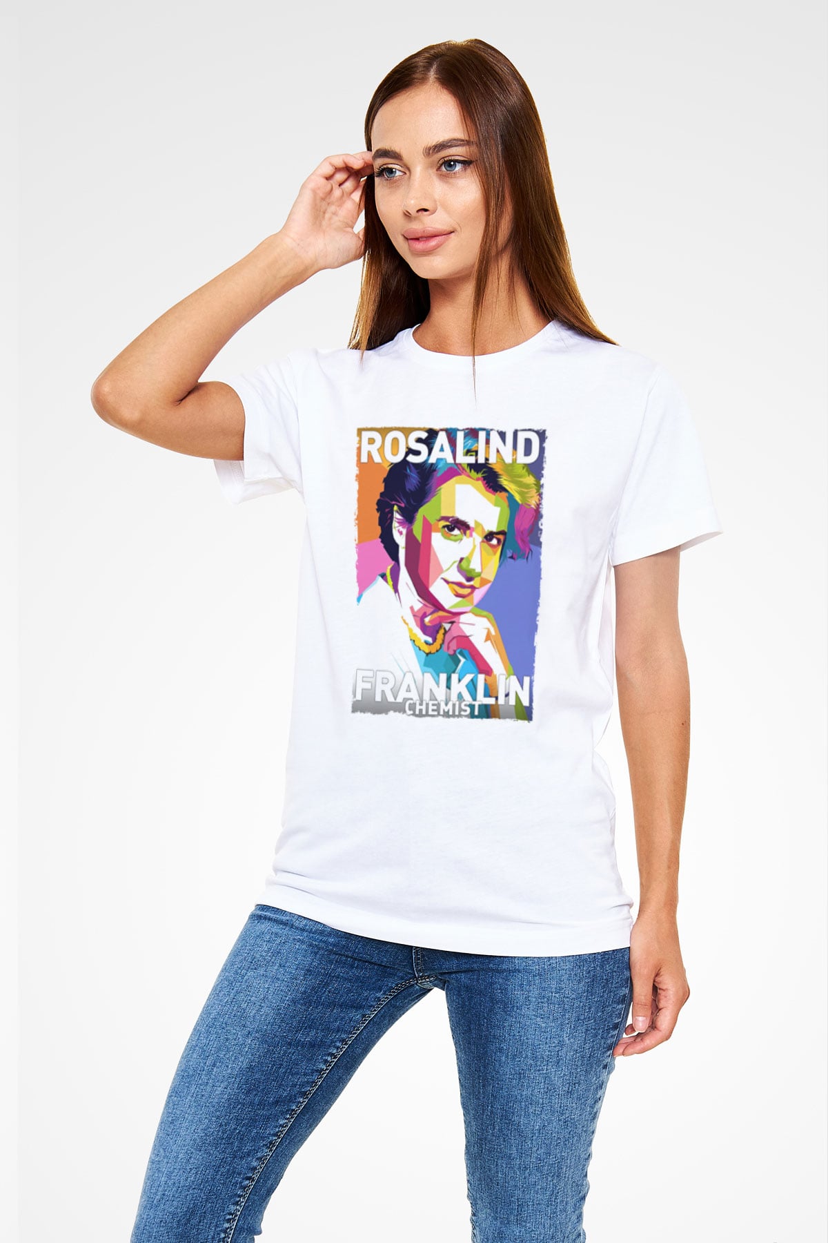 Rosalind Franklin Baskılı Unisex Beyaz Tişört - Tshirt