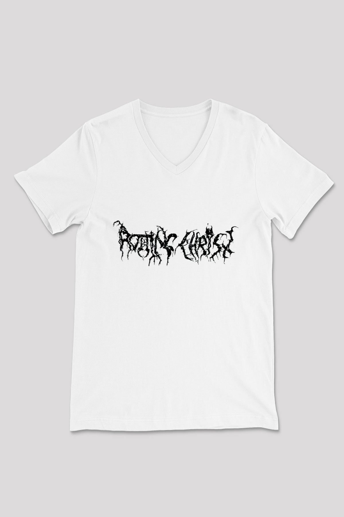 Rotting Christ Beyaz Unisex V Yaka Tişört T-Shirt