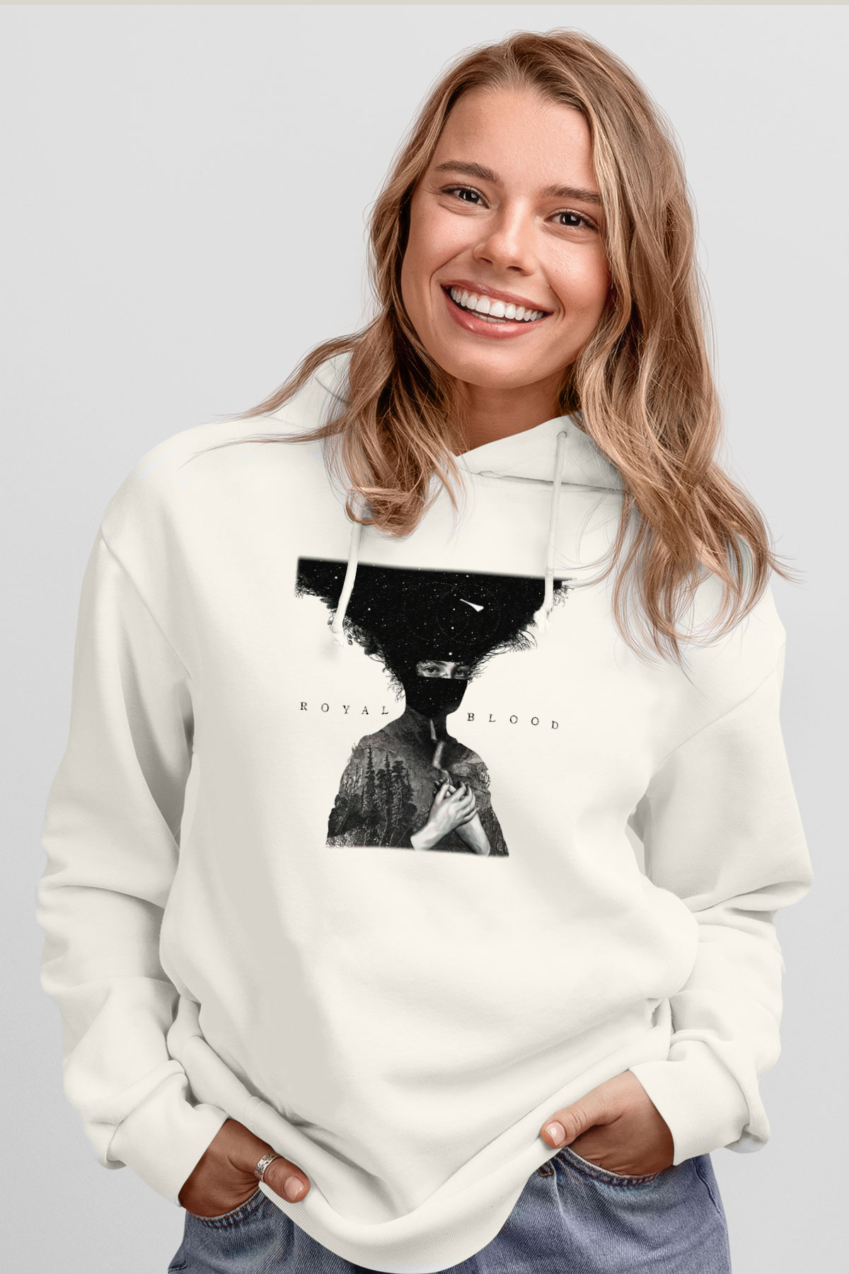 Royal Blood Beyaz Unisex Kapşonlu Sweatshirt