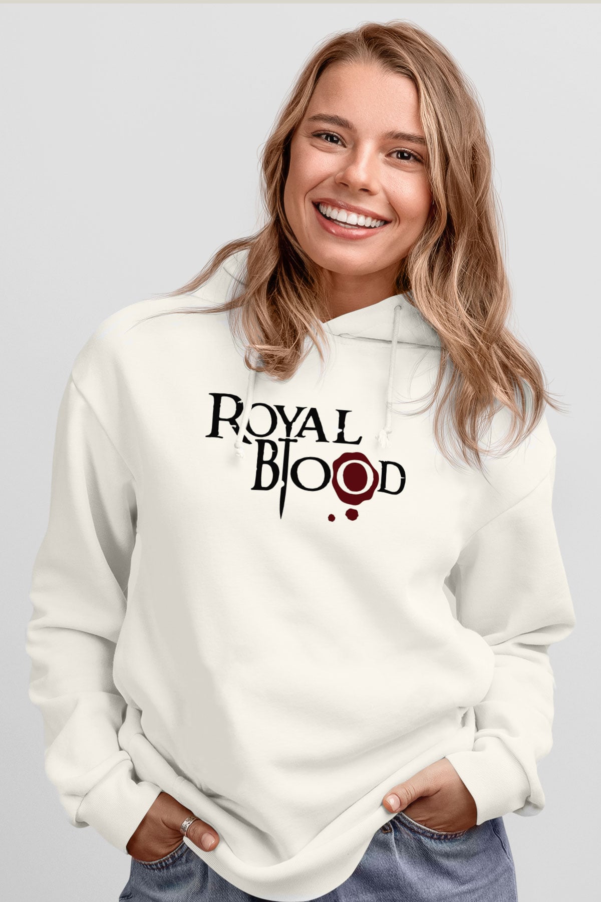 Royal Blood Beyaz Unisex Kapşonlu Sweatshirt
