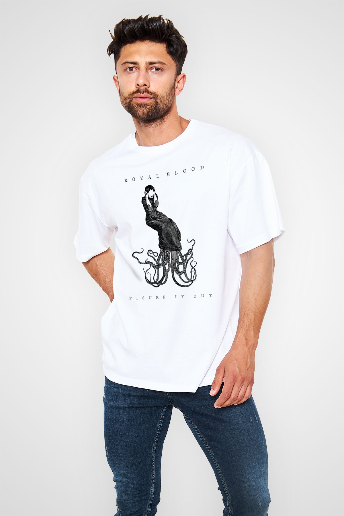 Royal Blood Beyaz Unisex Oversize Tişört T-Shirt
