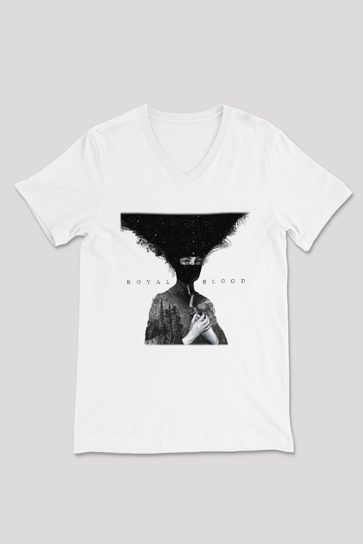 Royal Blood Beyaz Unisex V Yaka Tişört T-Shirt