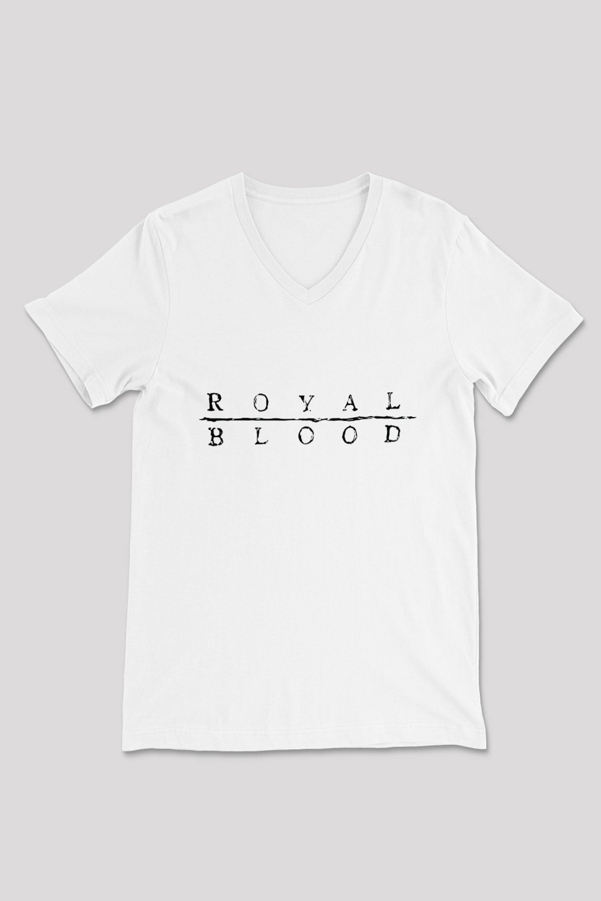 Royal Blood Beyaz Unisex V Yaka Tişört T-Shirt