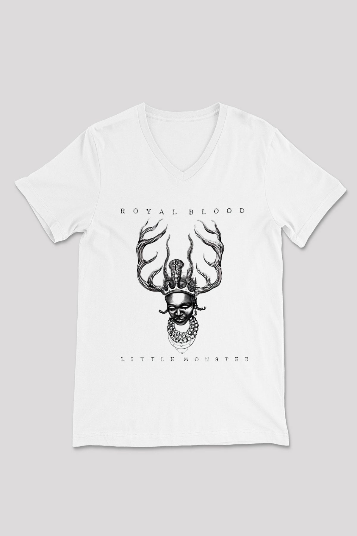 Royal Blood Beyaz Unisex V Yaka Tişört T-Shirt