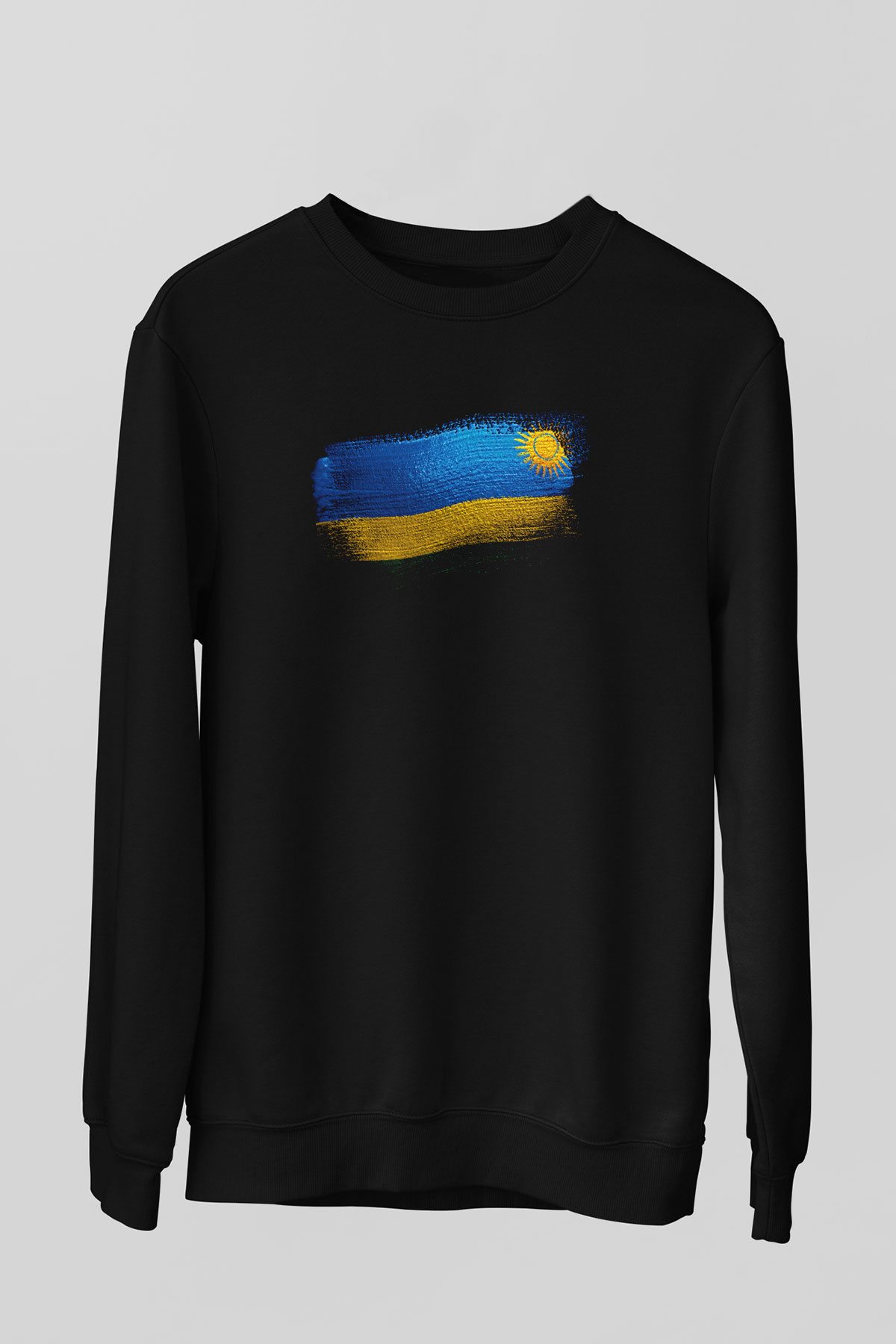 Ruanda - Rwanda Bayrağı Baskılı Unisex Siyah Sweatshirt