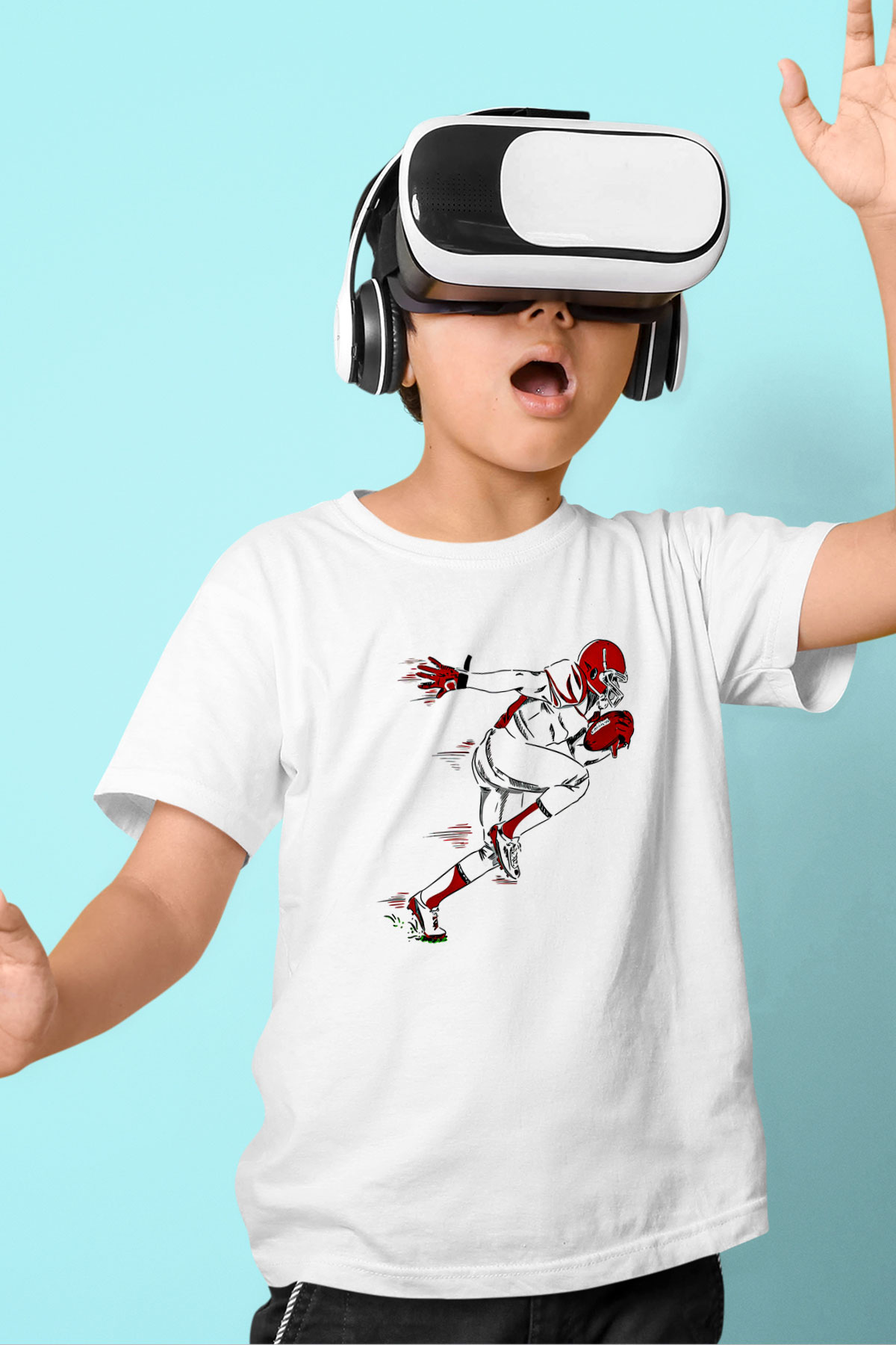 Rugby Baskılı Unisex Beyaz Çocuk Tişört - Tshirt