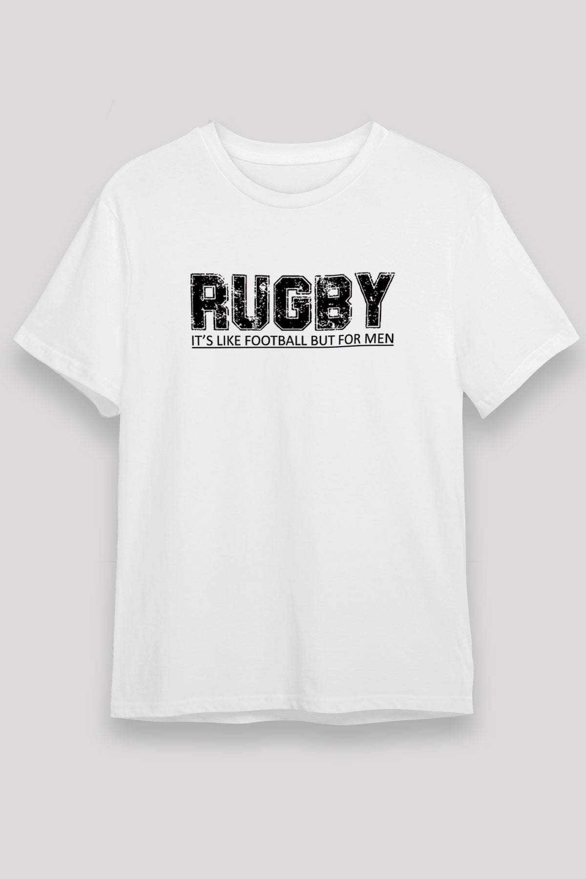 Rugby Baskılı Unisex Beyaz Tişört - Tshirt
