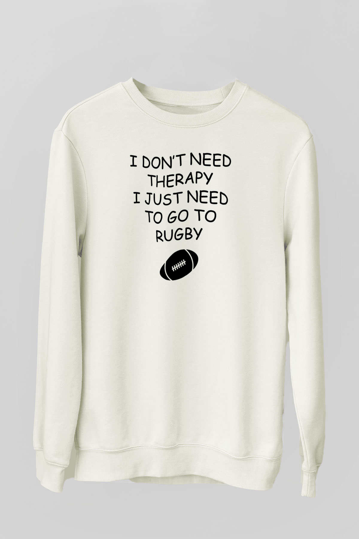 Rugby Baskılı Unisex Ekru Sweatshirt