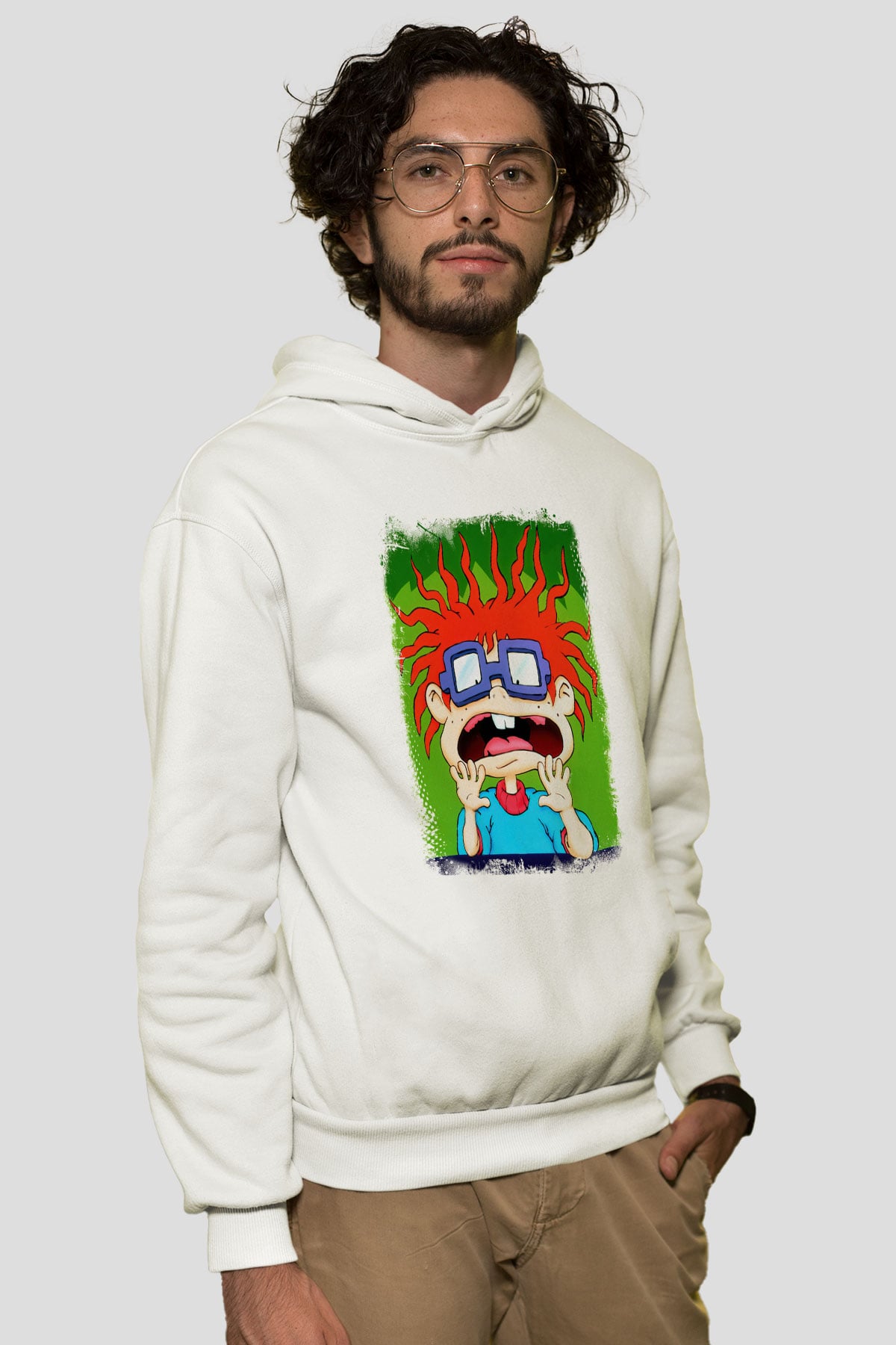 Rugrats Beyaz Unisex Kapşonlu Sweatshirt
