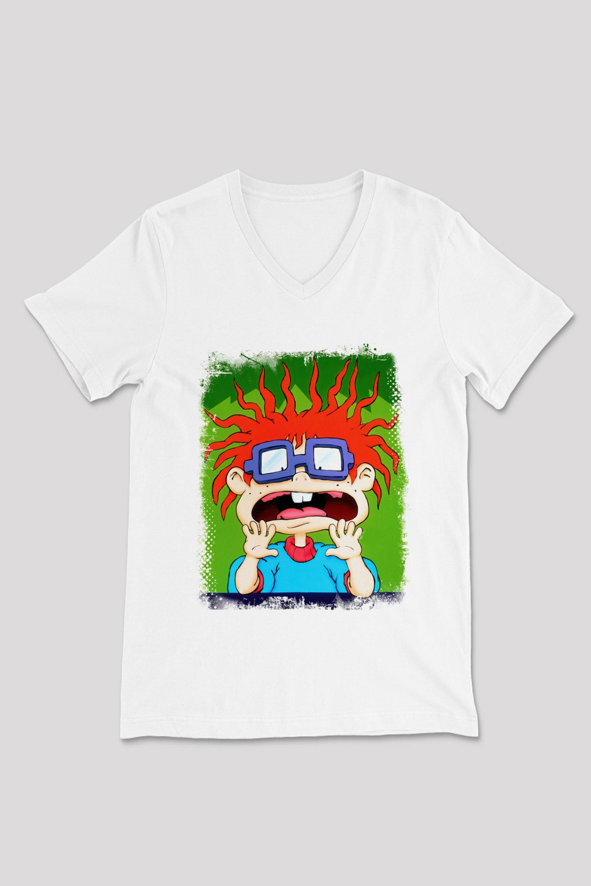 Rugrats Beyaz Unisex V Yaka Tişört T-Shirt