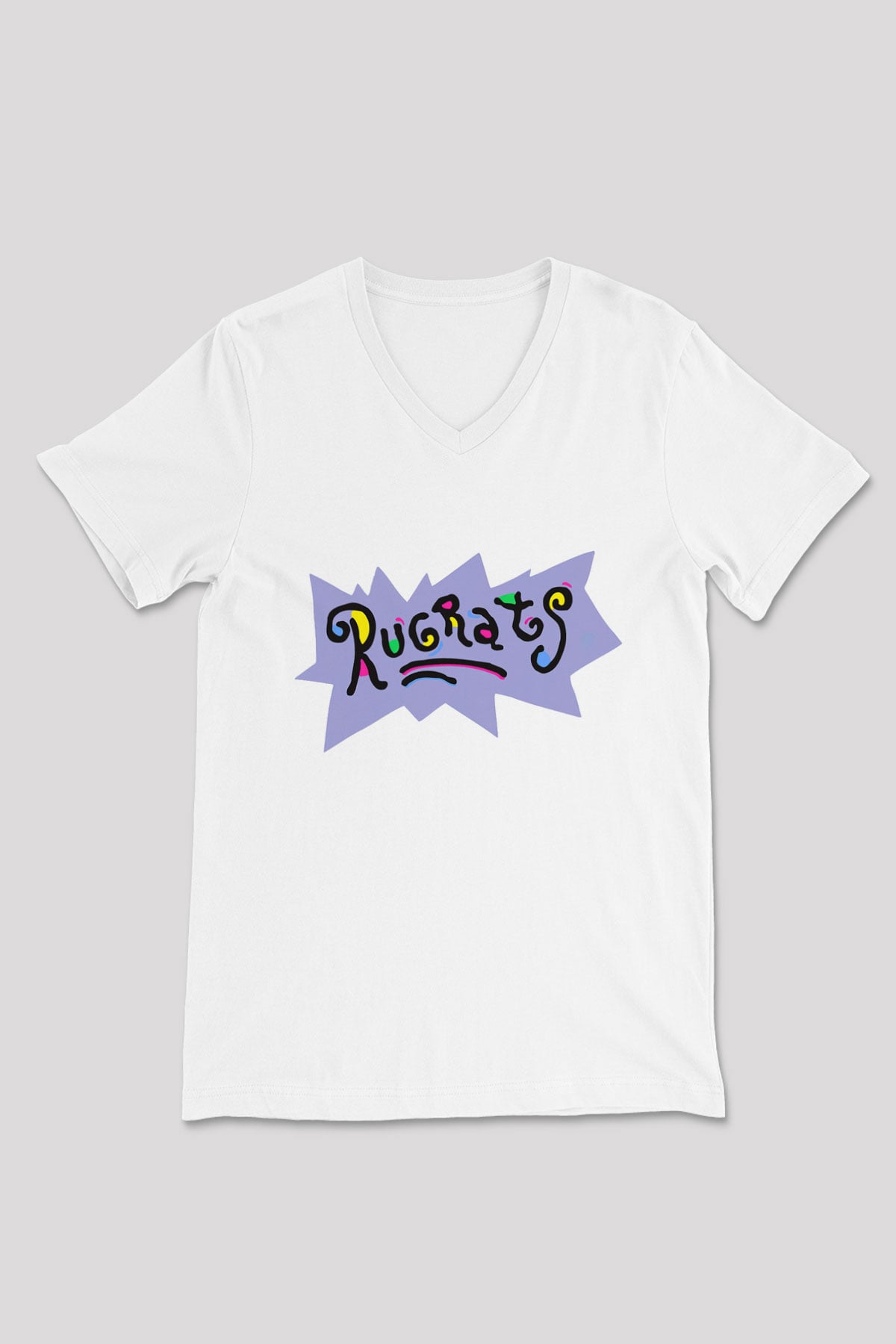 Rugrats Beyaz Unisex V Yaka Tişört T-Shirt