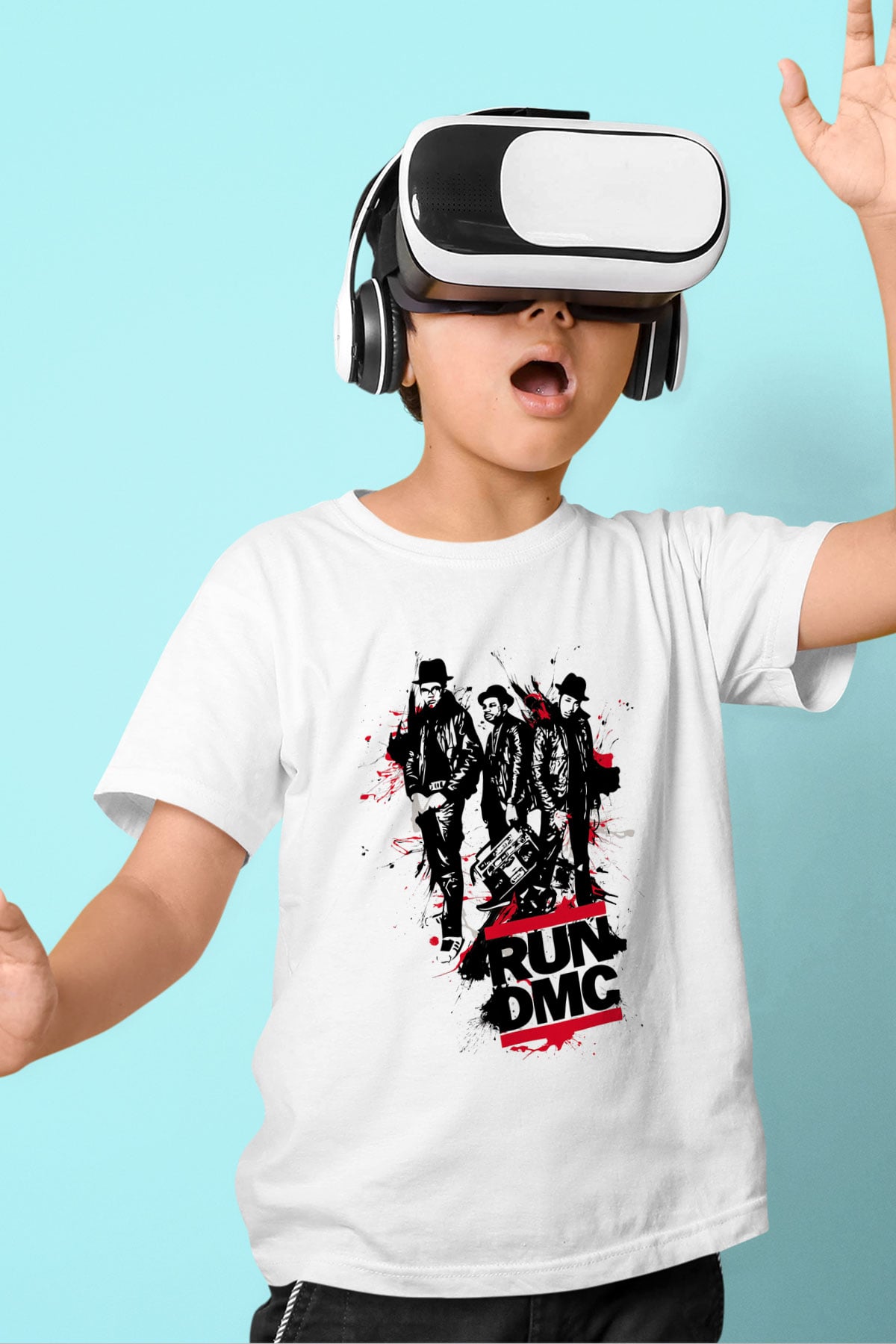 Run DMC Baskılı Beyaz Unisex Çocuk Tişört