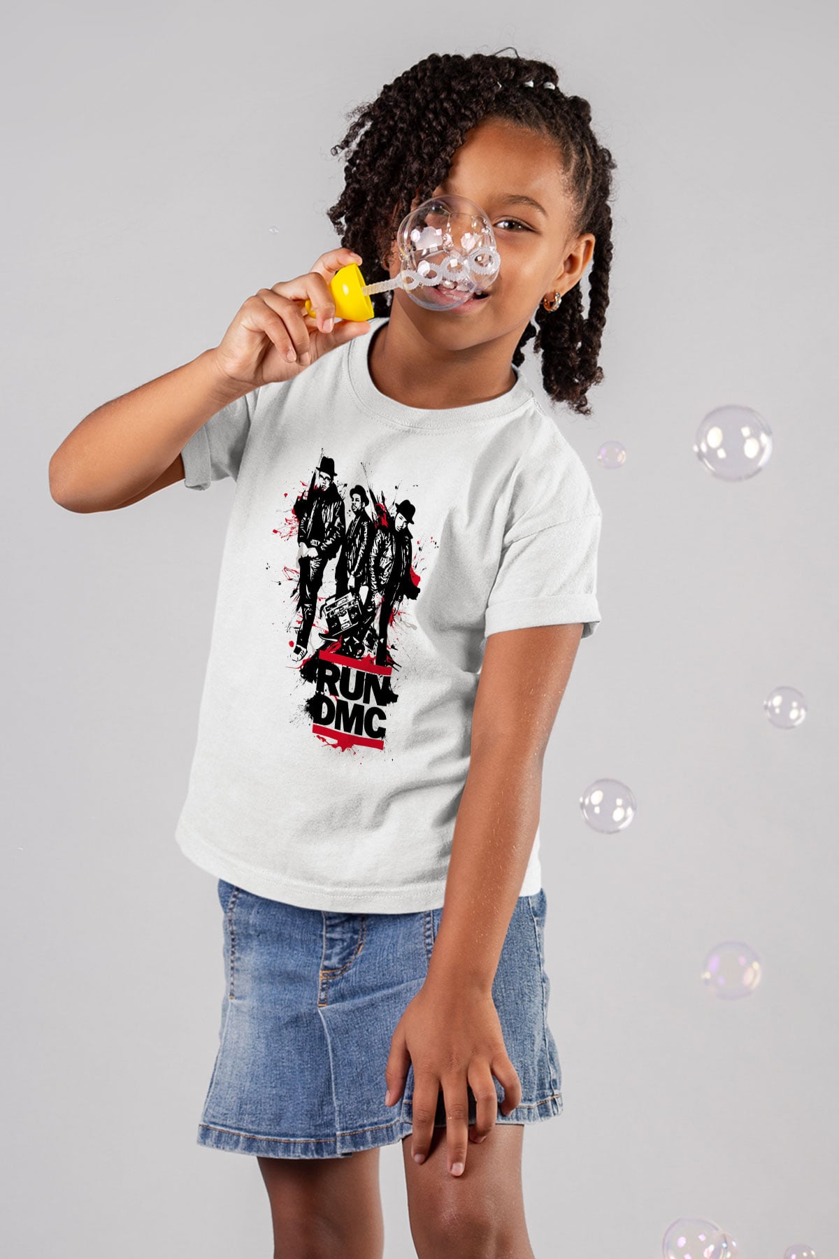 Run DMC Baskılı Beyaz Unisex Çocuk Tişört