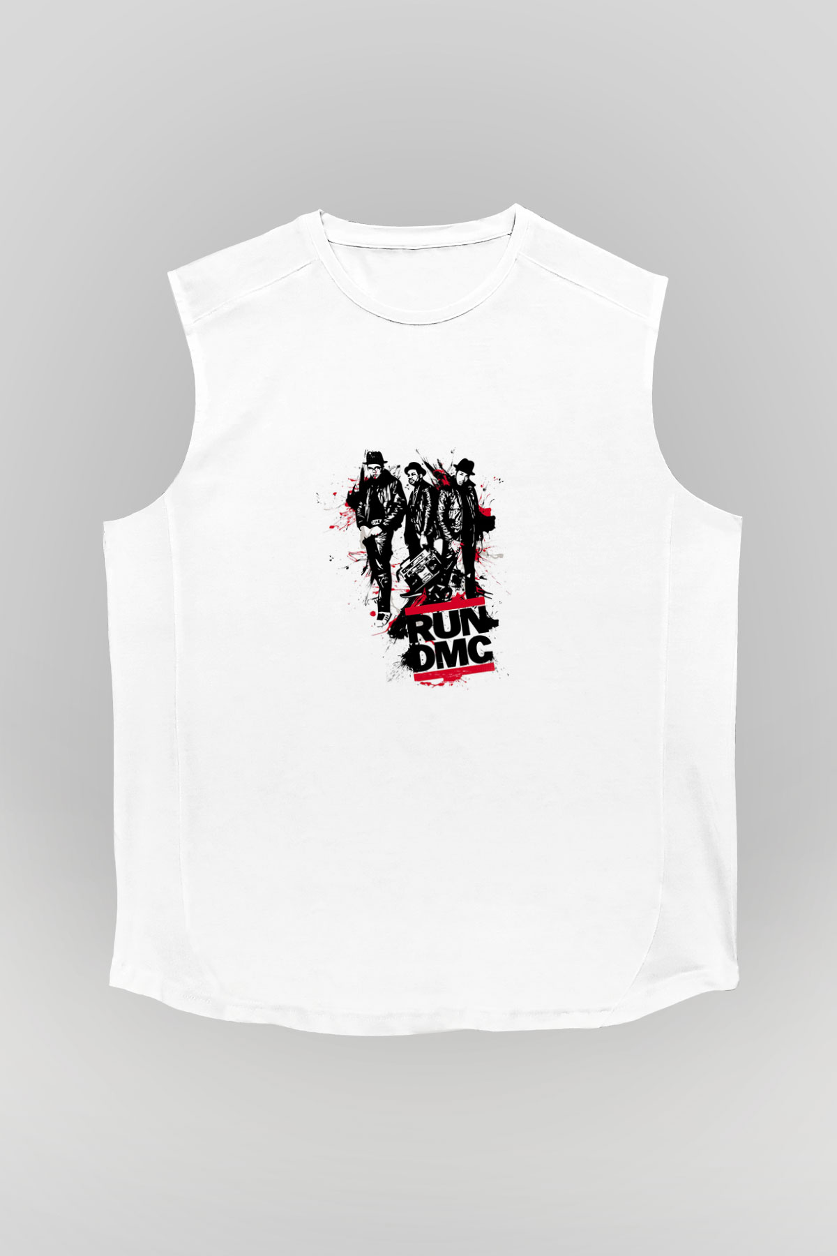 Run DMC Baskılı Unisex Beyaz Kolsuz Tişört